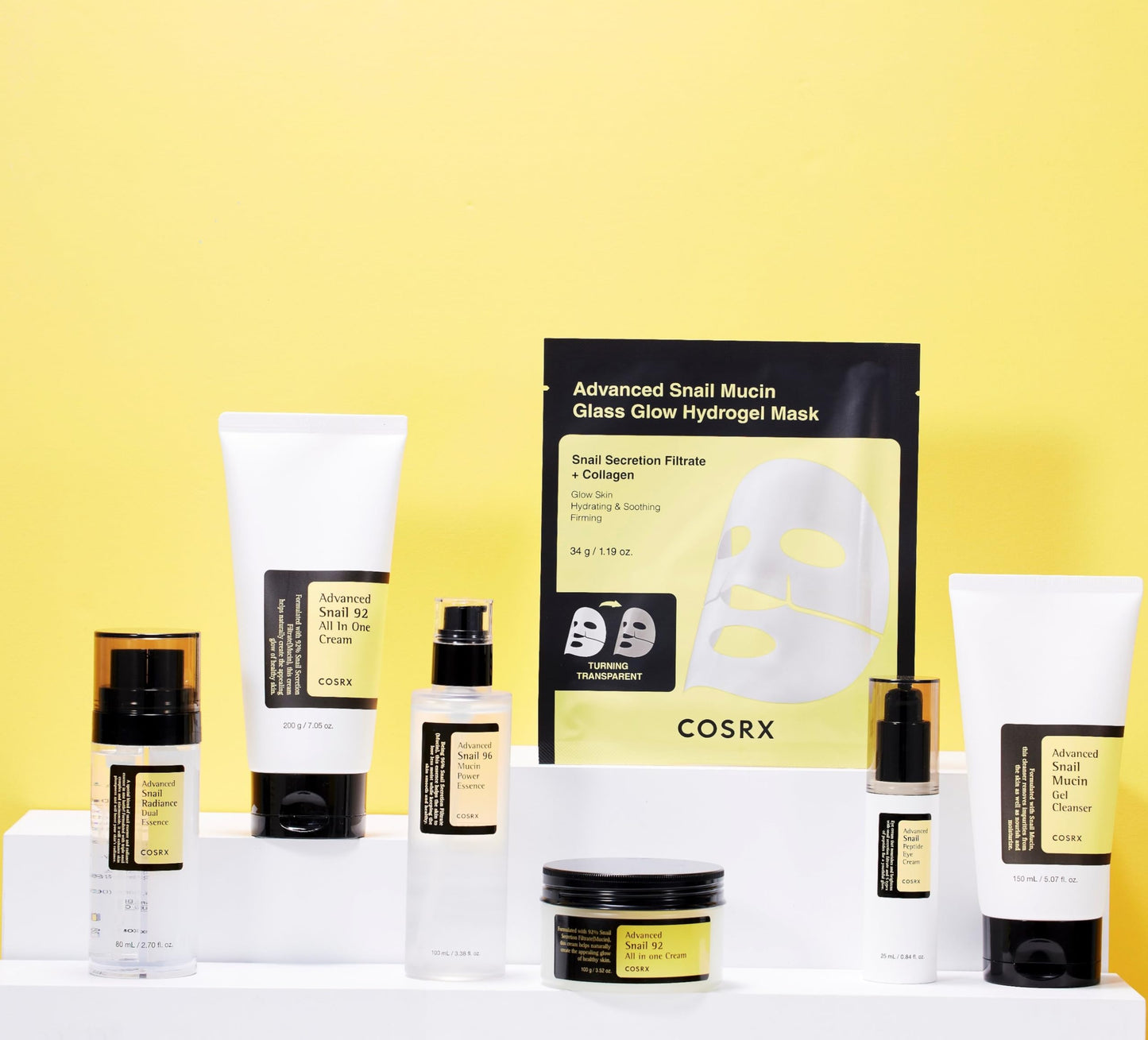 COSRX Advanced Snail Mucin Glass Glow Hydrogel Face Masks Skincare, Collagen Mask, Overnight Peel Off Korean Face Mask for Hydration Boost, Glass Skin Face Mask Korean Skincare, Pack of 3