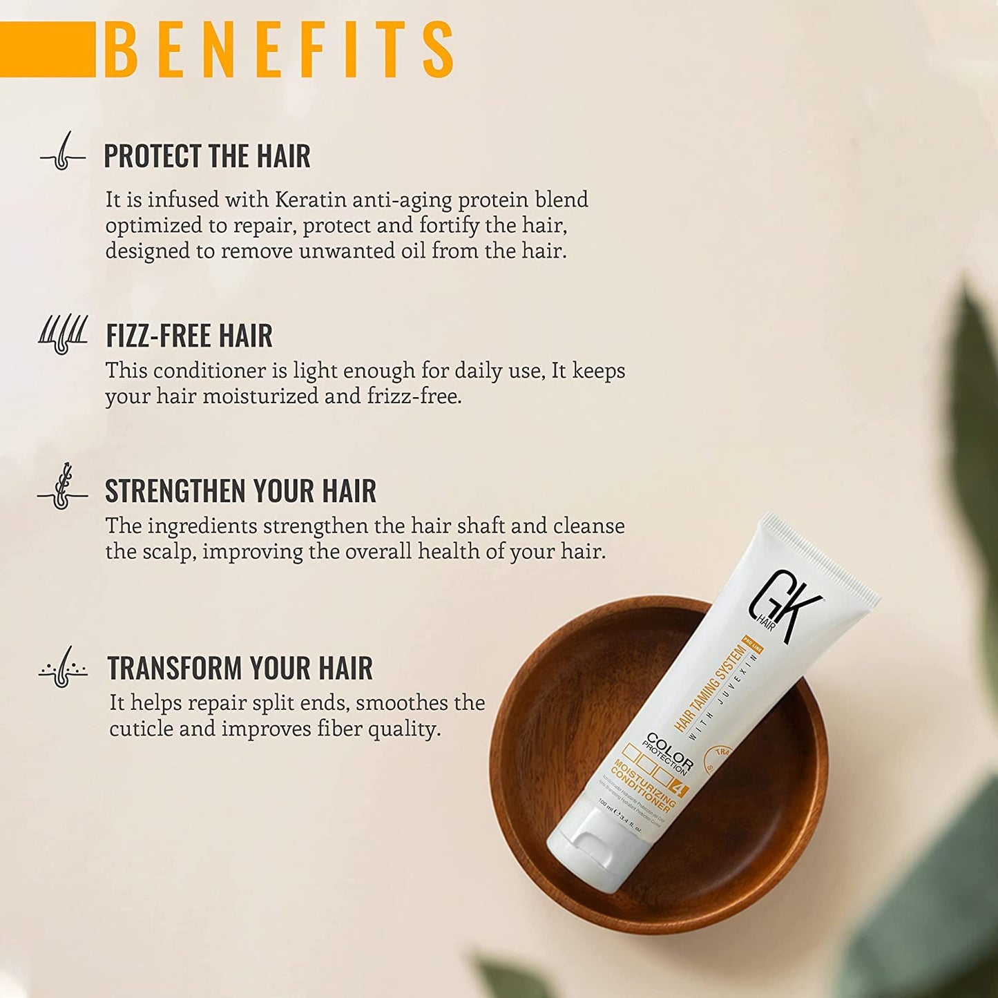 Global Keratin GK Hair Moisturizing Shampoo 300- GK Hair Moisturizing Conditioner (3.4 fl.oz/100ml) -Serum 10ml
