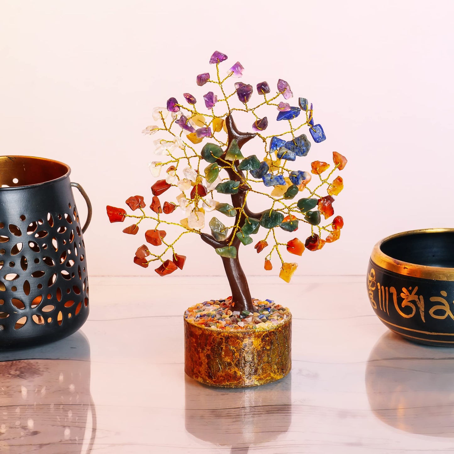 Healing Stones Tree - Chakra Stones - Feng Shui Decor - Meditation Accessories - Spiritual Gifts