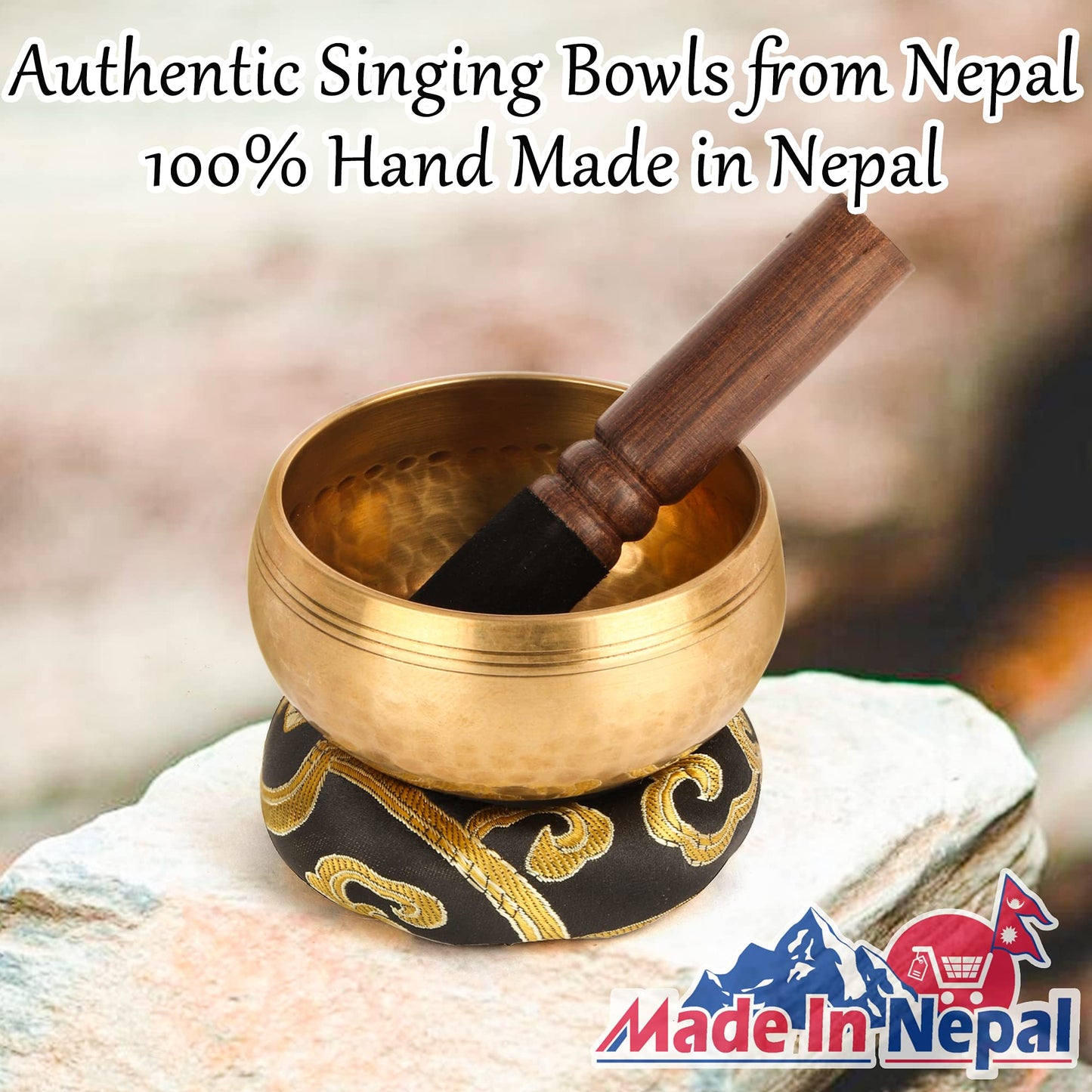 Tibetan Singing Bowls Set-100% Hand-hammered in Nepal Sound Bowl for Meditation, Yoga, Chakra, Meditation Accessories, Unique Christmas Xmas Gifts for Women, Men (8 cm) (8 x 5 cm)