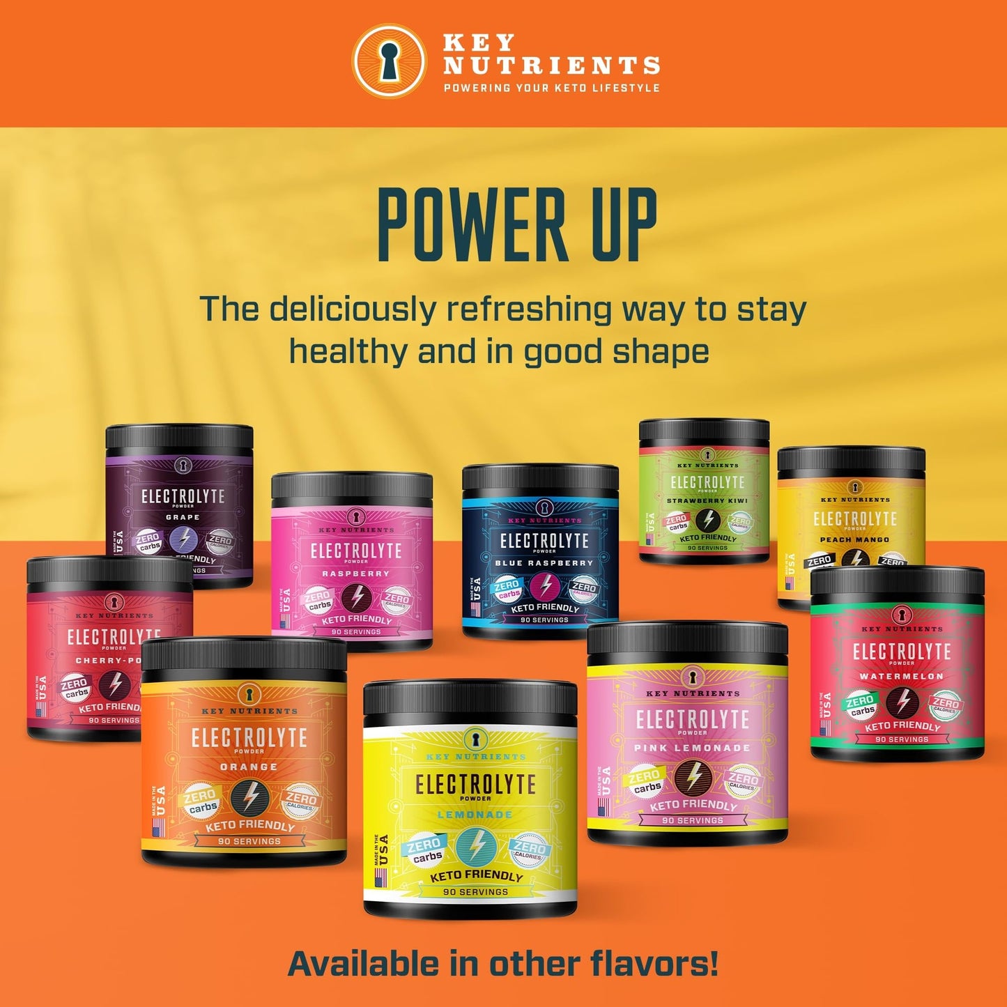 Key Nutrients Electrolytes Powder - Multivitamin & Minerals Electrolytes Powder - 90 Servings of Tangy Orange - Hydration Powder - Supercharged Rehydration Sachets with 16 Vitamins & Minerals