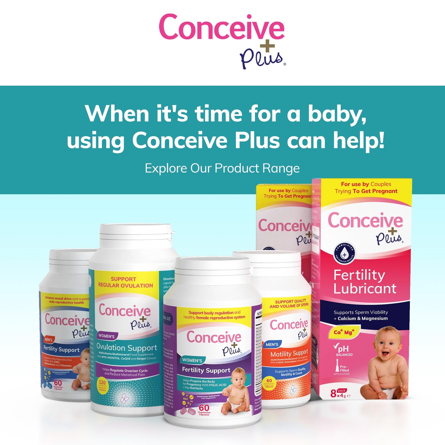 Conceive Plus Ovulation Support - PCOS Supplement for Fertility, Myo-Inositol & D-Chiro Inositol, Folate, Ginger and CoQ10 - Ovulation Supplement, Hormone Balance for Women - 120 Capsules