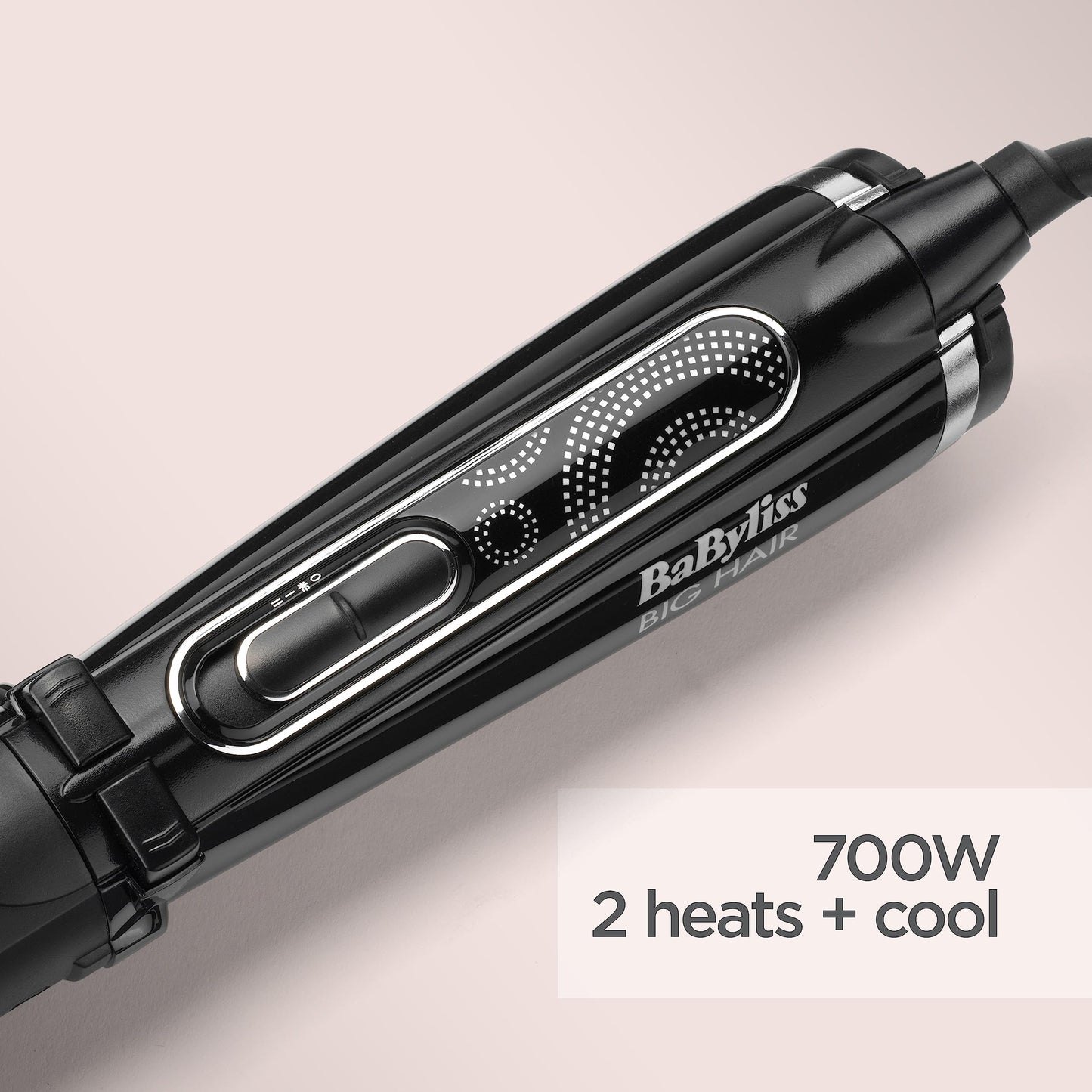 BaByliss Big Hair Rotating Hair Dryer Brush - Dry and Style in One Step, 2 Speeds & Alternating Directions, Ionic Frizz-Control, 50mm Barrel, Black, 2885U