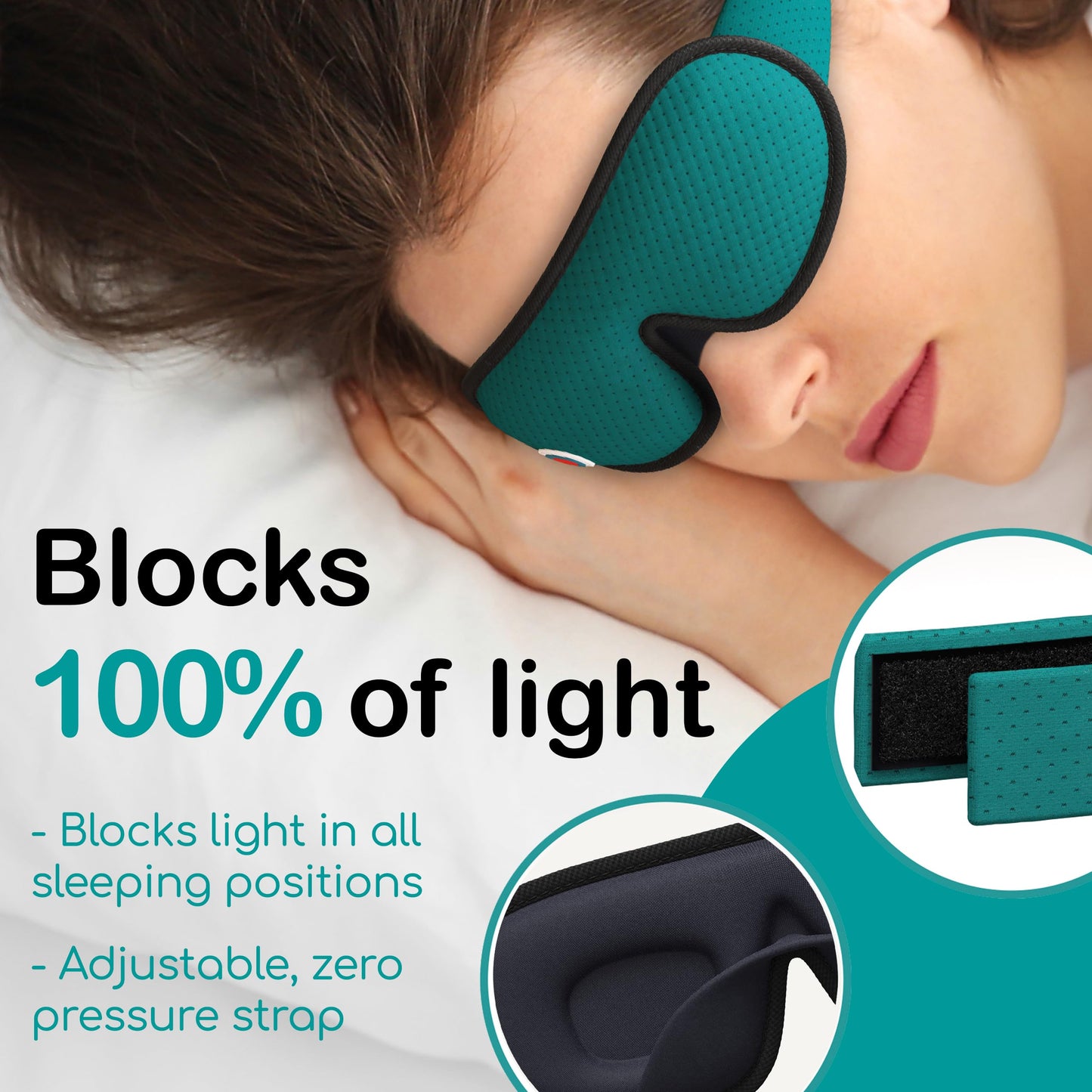 Medi Grade 100% Blackout Eye Mask for Sleeping - Breathable 3D Sleep Mask for Men and Women with Sleep Aid Zero-Eye-Pressure Technology designed for Eye Masks for Sleeping - Sleeping Mask Bag Included