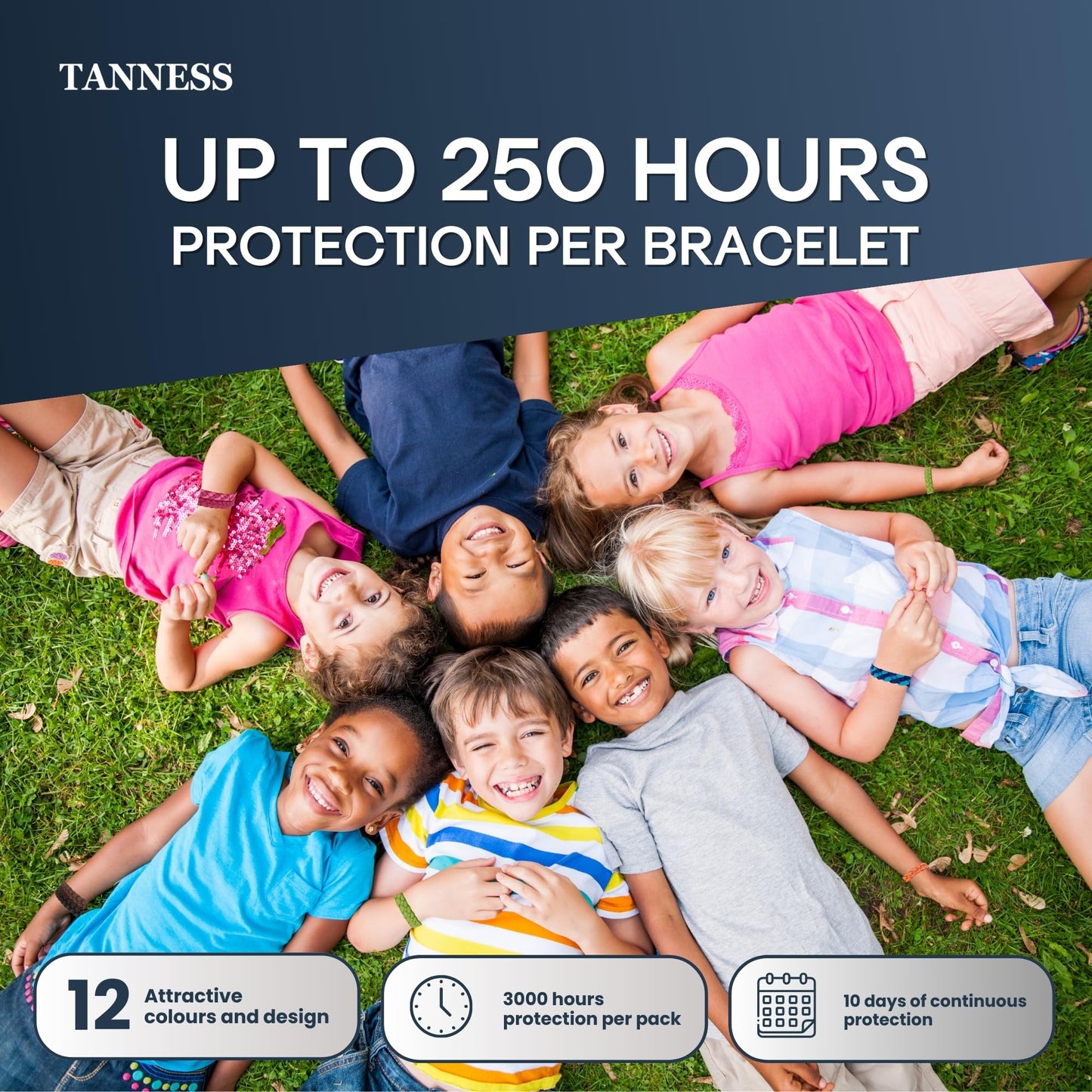 Tanness 12 Pack Mosquito Repellent Bracelet - Non-Toxic Insect Repellent Bands, Deet-Free Bug & Flea Repellent for Kids & Adults - Waterproof Travel Essentials, 250 Hours Protection