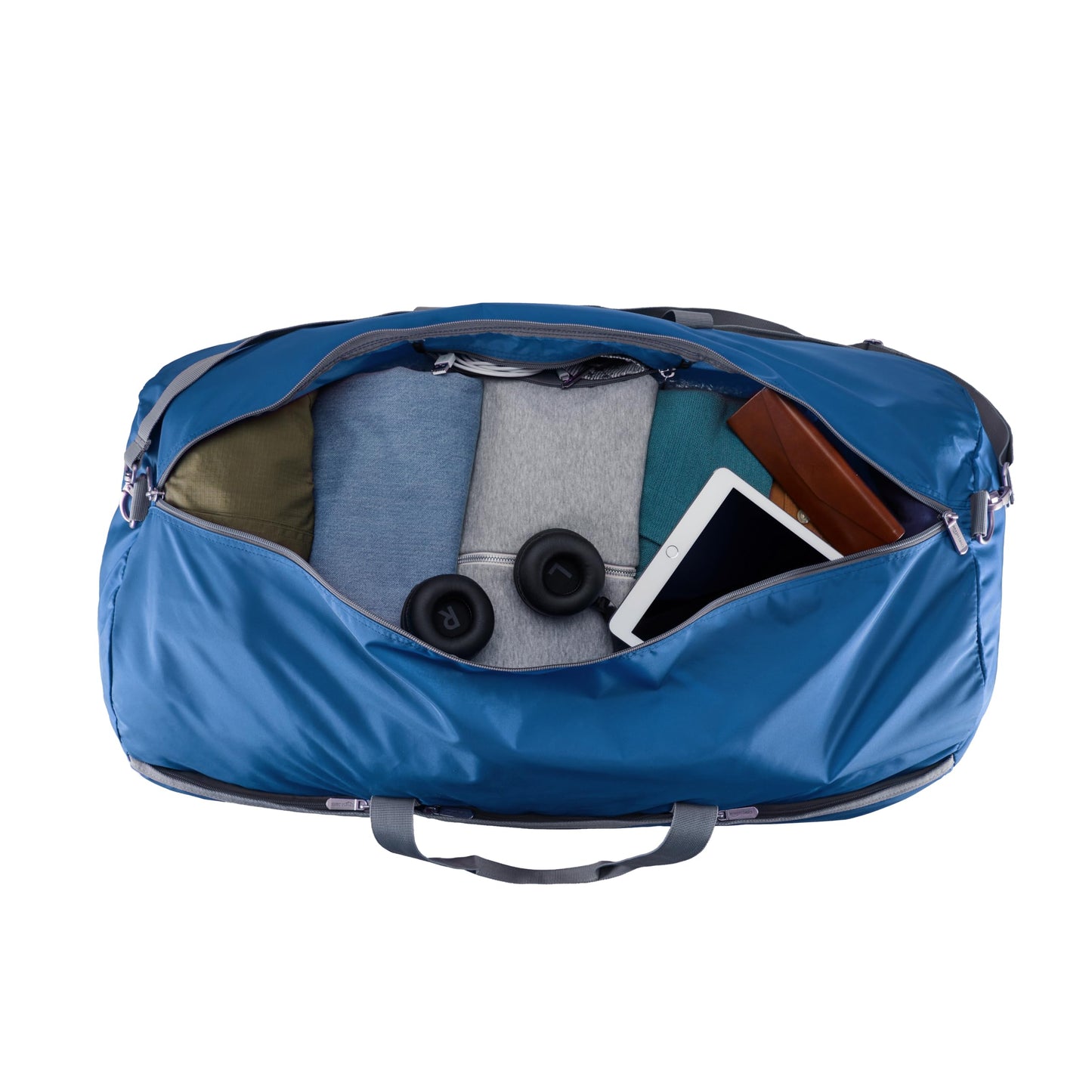 Amazon Basics Extra Large Duffel Bag (98L), Travel and Sports Equipment Bag with Multiple Zippered Pockets, Lightweight yet Durable Nylon Material, 23kg Weight Capacity, Navy Blue, 82 x 43 x 43 cm