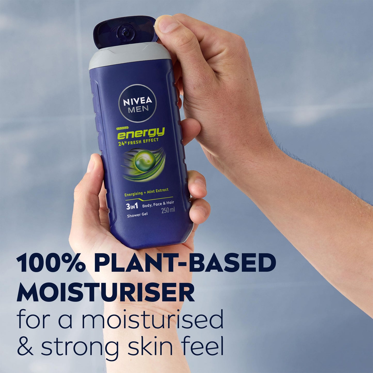 NIVEA MEN Energy Shower Gel Pack of 6 (6 x 250 ml), Moisturising 3-in-1 Body Wash for Men with Mint Extract, Energising NIVEA MEN Shower Gel