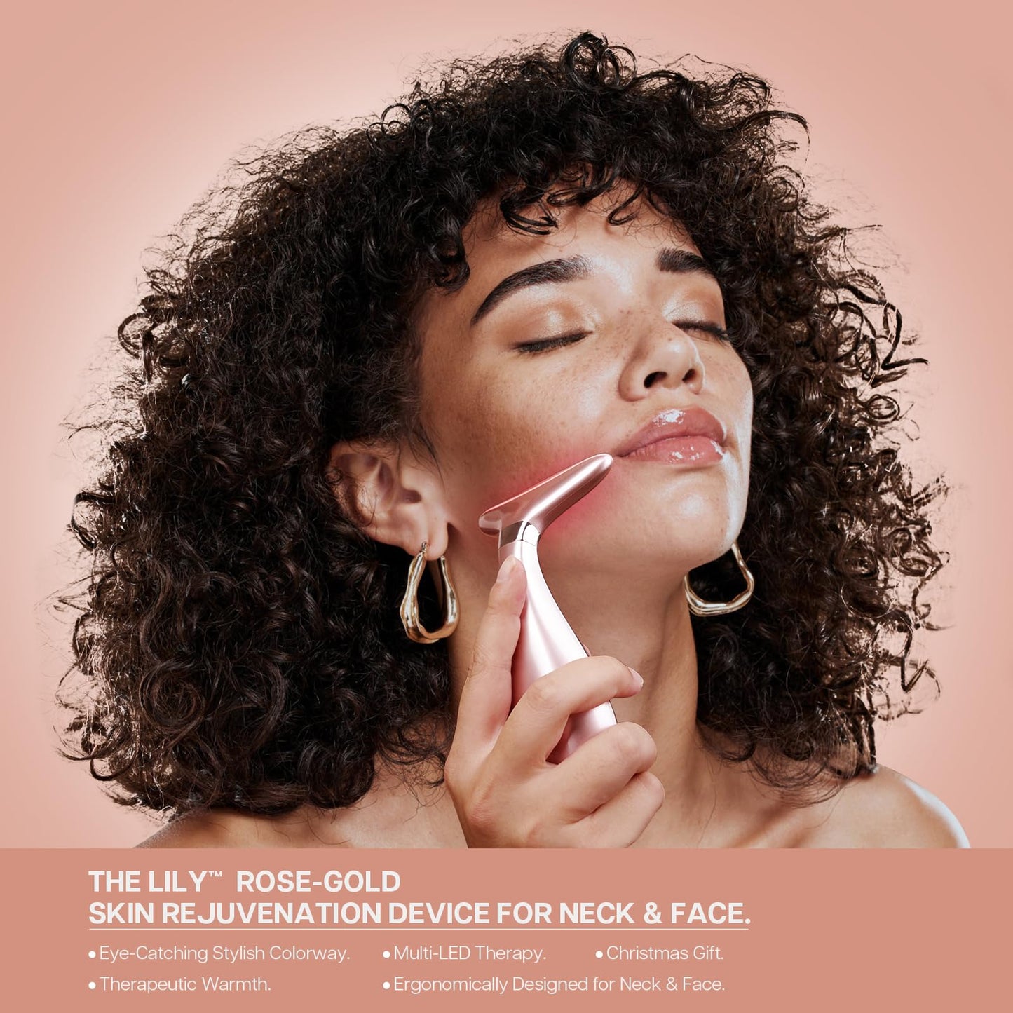 VRAIKO Lily Neck Face Massager, Face Sculpting Tool, Skin Rejuvenation Device with Thermal, Triple Action LED and Vibration, for Anti-Aging, Lifting and Tightening Sagging Skin (Rosegold)