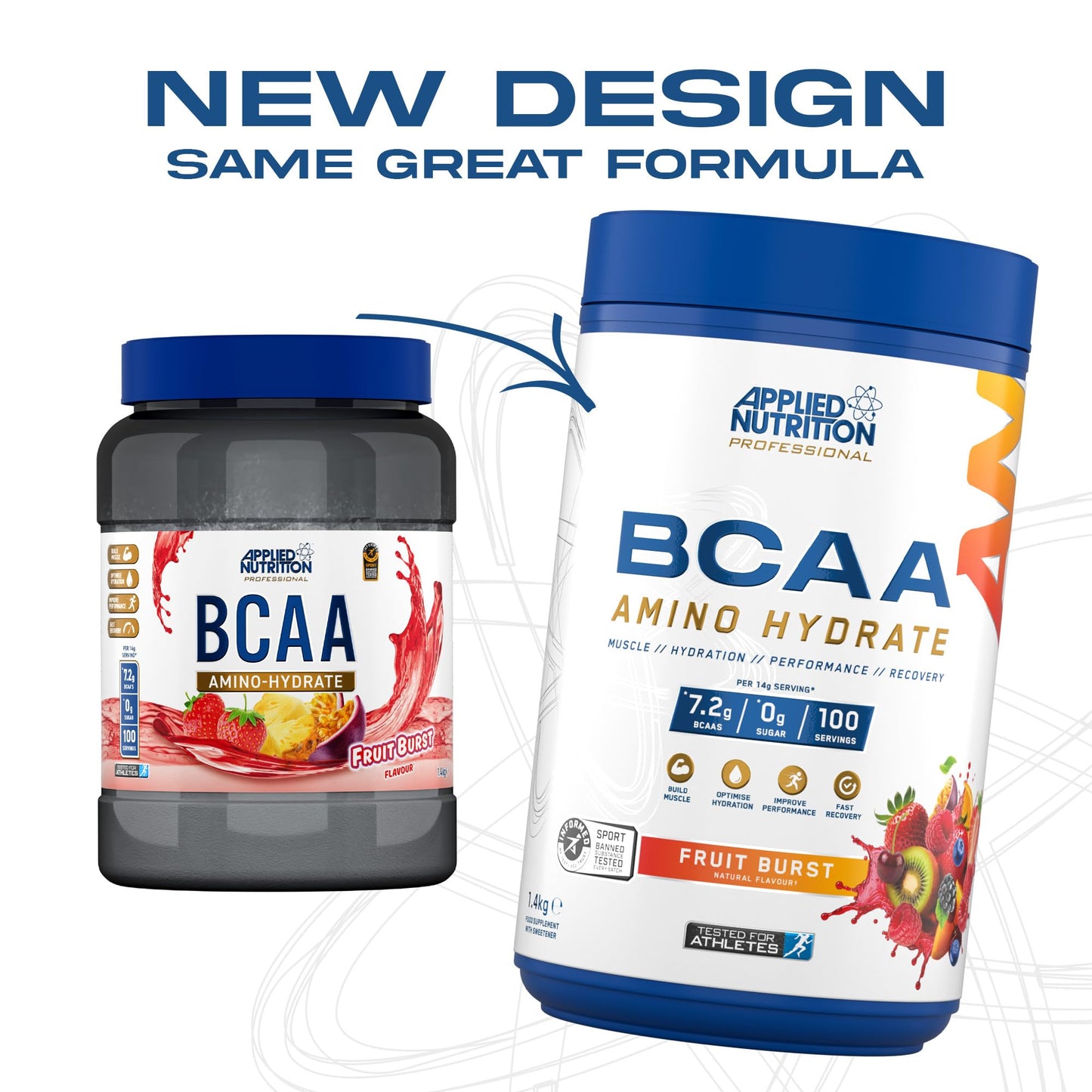 Applied Nutrition BCAA Powder - Branched Chain Amino Acids BCAAs Supplement, Amino Hydrate Intra Workout & Recovery Energy Drink (1.4kg - 100 Servings) (ICY Blue Raz)