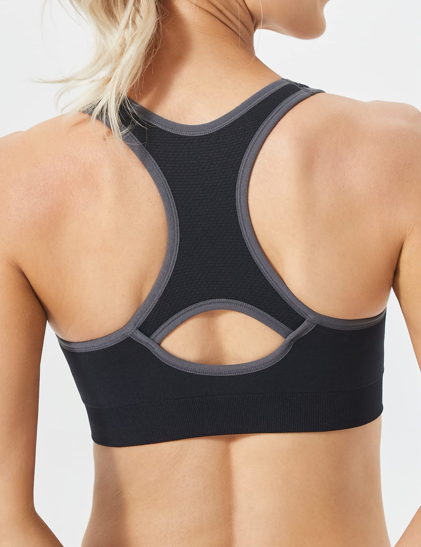 FITTIN Racerback Sports Bra for Women- Padded Seamless Activewear Bras for Yoga Gym Workout Fitness Black