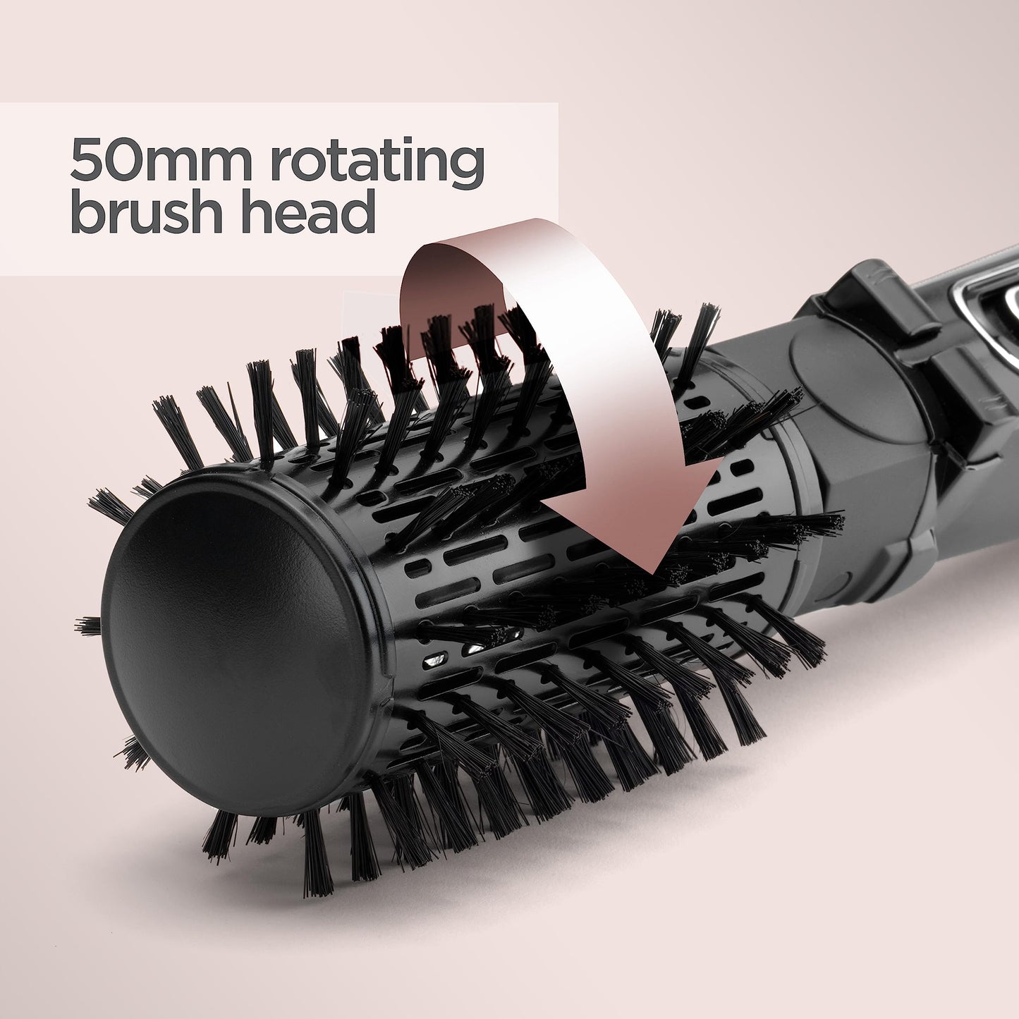 BaByliss Big Hair Rotating Hair Dryer Brush - Dry and Style in One Step, 2 Speeds & Alternating Directions, Ionic Frizz-Control, 50mm Barrel, Black, 2885U