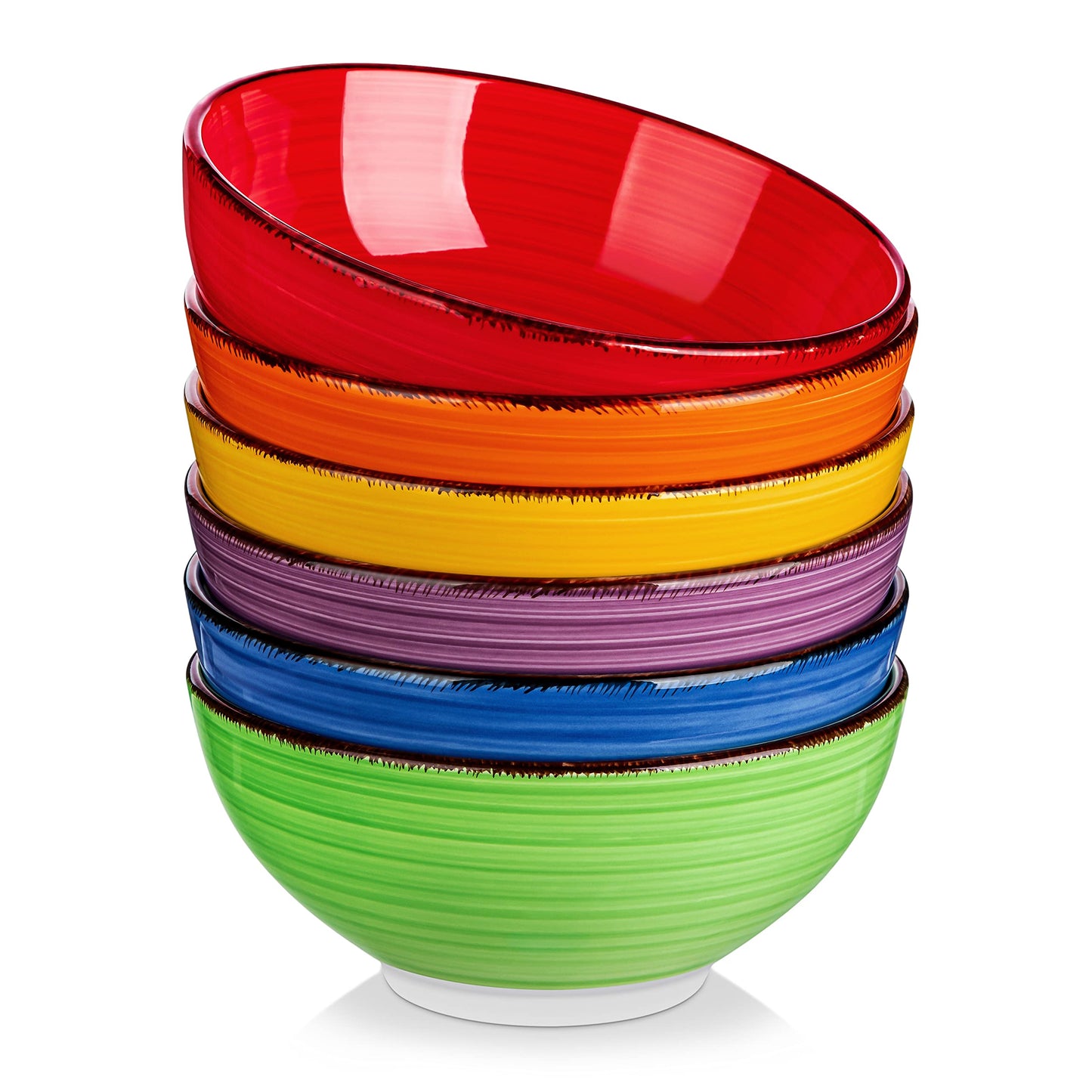 vancasso Bonita Cereal Bowls Set of 6, 27 Oz Ceramic Soup Bowls, Serving Bowls for Salad, Noodle, Porridge, Rice, Dishwasher & Microwave Safe, Warm Color