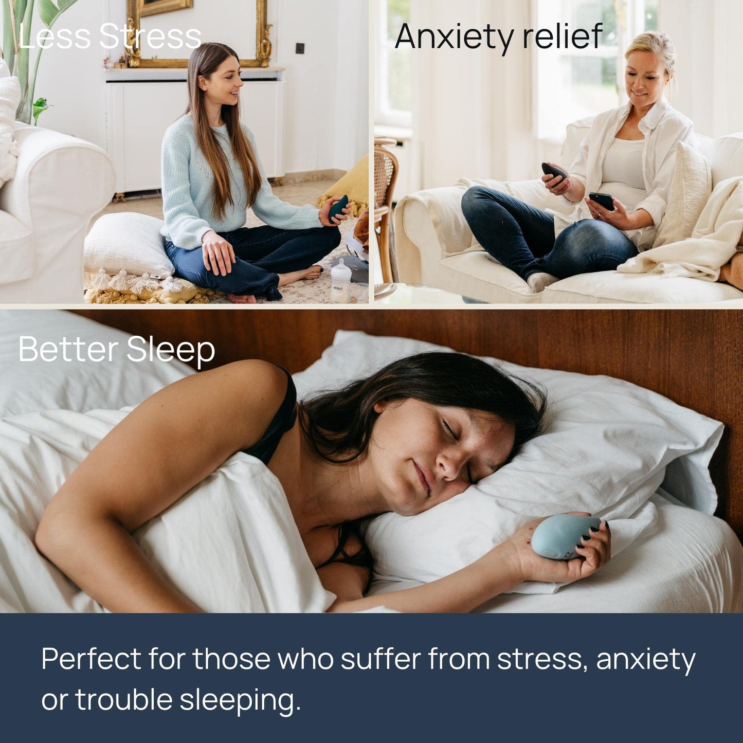 Moonbird Breathing & Meditation Device - Instant Stress Relief, Anxiety Relief, Relaxation for Women & Men - Helps with Better Sleep, Stress, and Overall Health - Blue Green