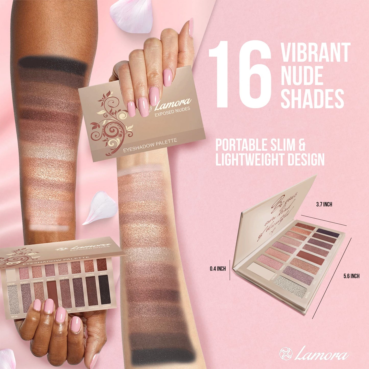 Lamora Exposed 16-Color Pro Eyeshadow Palette – Matte & Shimmer