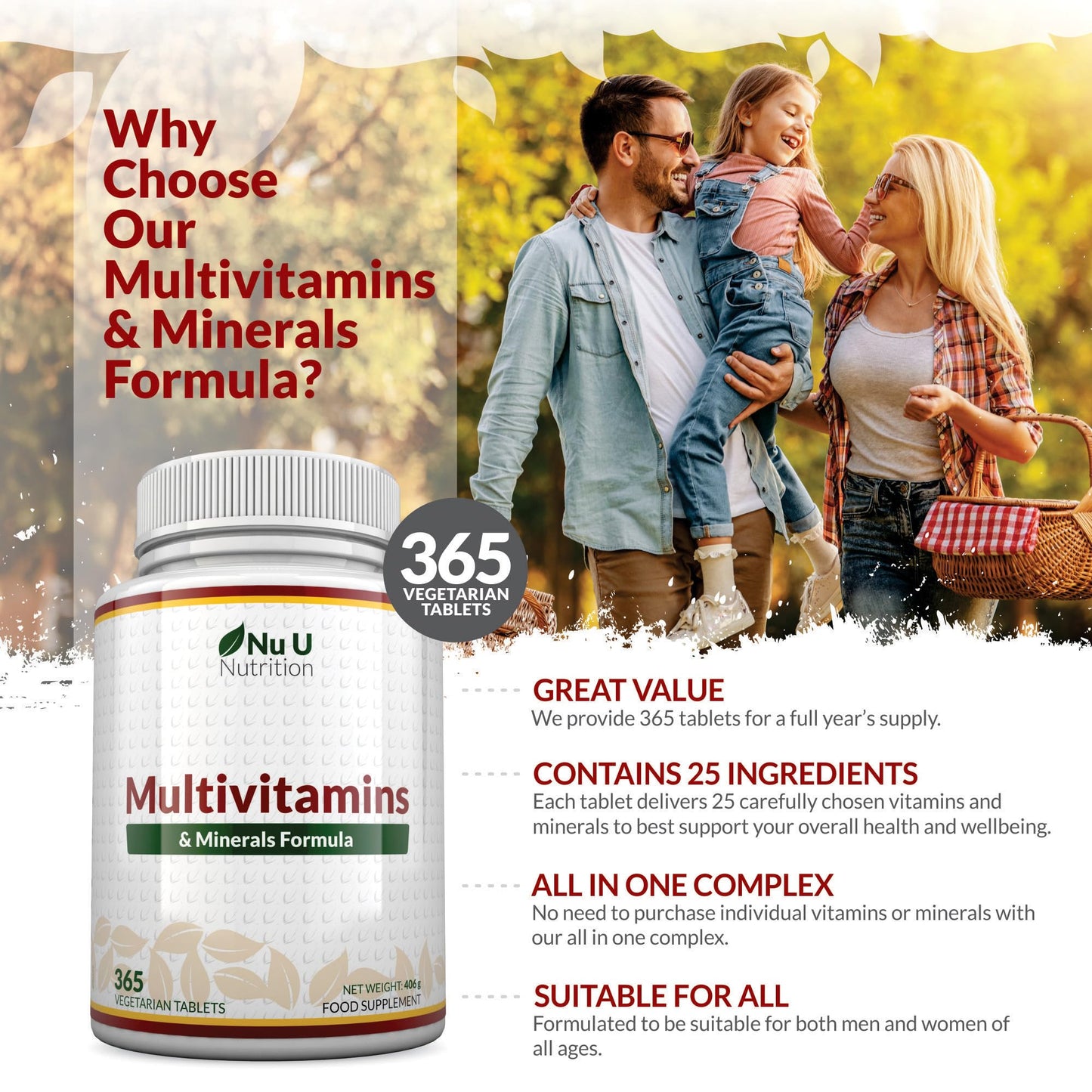Nu U Nutrition A-Z Multivitamin 365 Tablets | TRYTLION