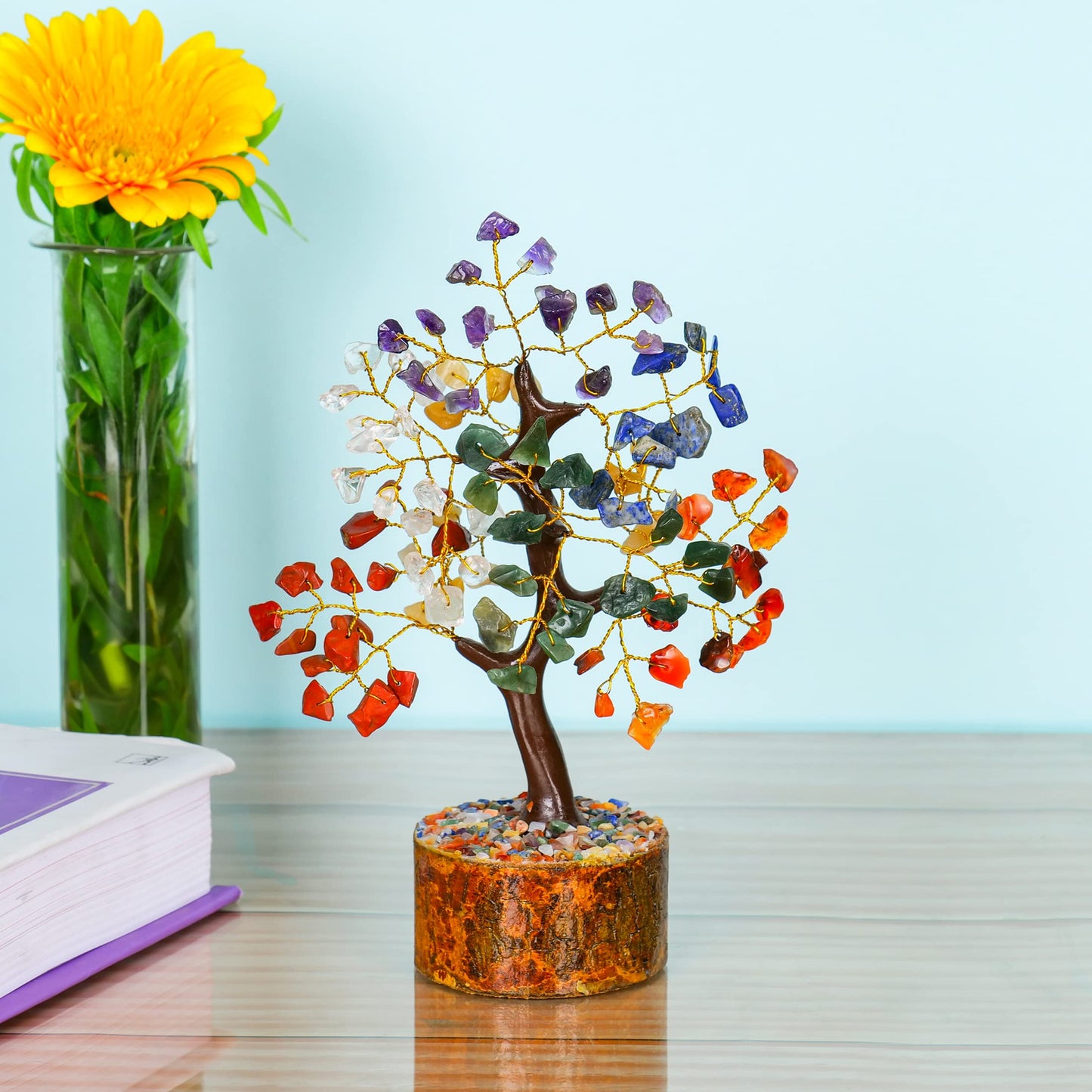 Healing Stones Tree - Chakra Stones - Feng Shui Decor - Meditation Accessories - Spiritual Gifts