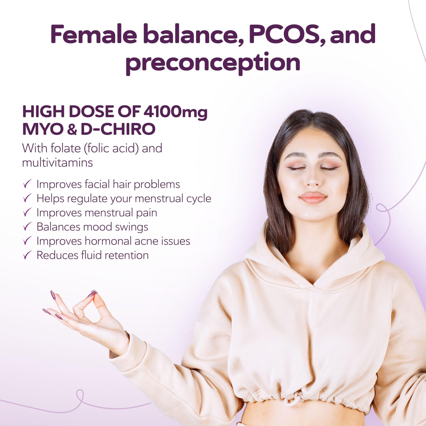 Inositol Myo & D-Chiro 4100MG Vegan Capsules, Metabolic Function, Hormonal Balance and Psychological Function, 9-in-1 Inositol, Folate 5-MTHF, Chromium, Zinc, VIT B6, B12 & D3