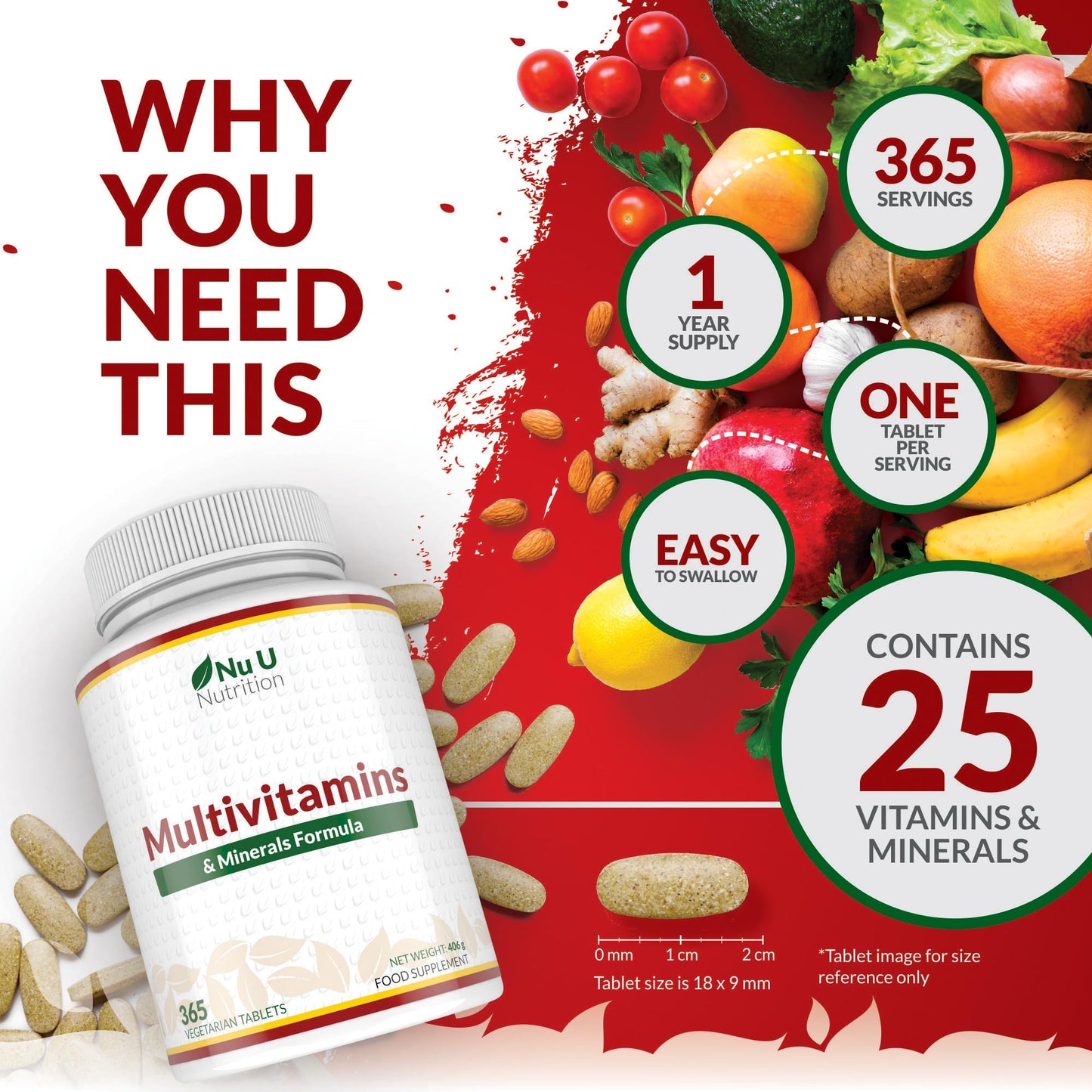 Nu U Nutrition A-Z Multivitamin 365 Tablets | TRYTLION