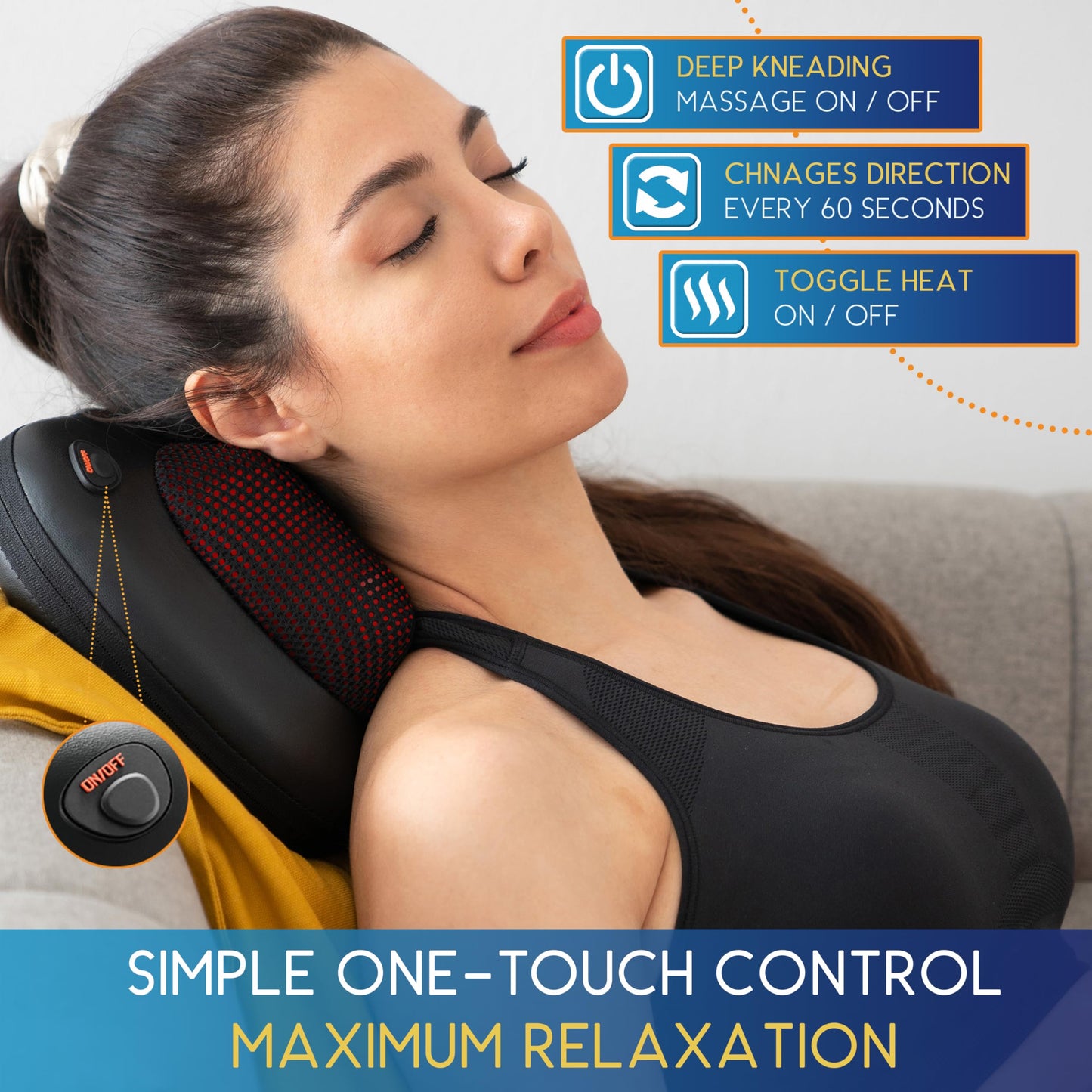 COMFORT SUPPLIES Back Massager, Neck Massage, Shiatsu Pillow with Heat, Deep Tissue Kneading Massager for Neck, Back, Shoulder, Legs, Electric, Muscle Pain Relax, Gifts for Women Men Mum Dad Him Her