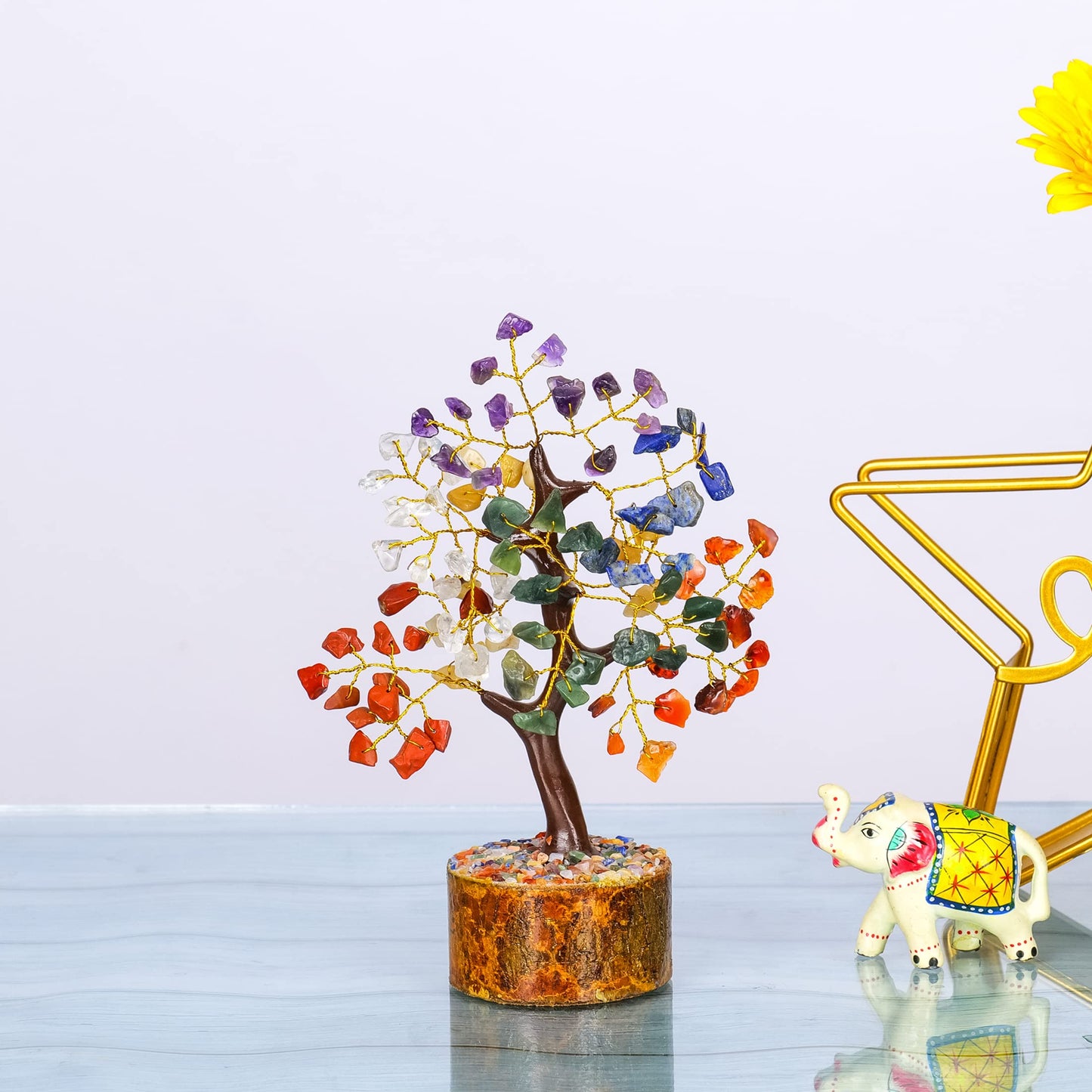 Healing Stones Tree - Chakra Stones - Feng Shui Decor - Meditation Accessories - Spiritual Gifts