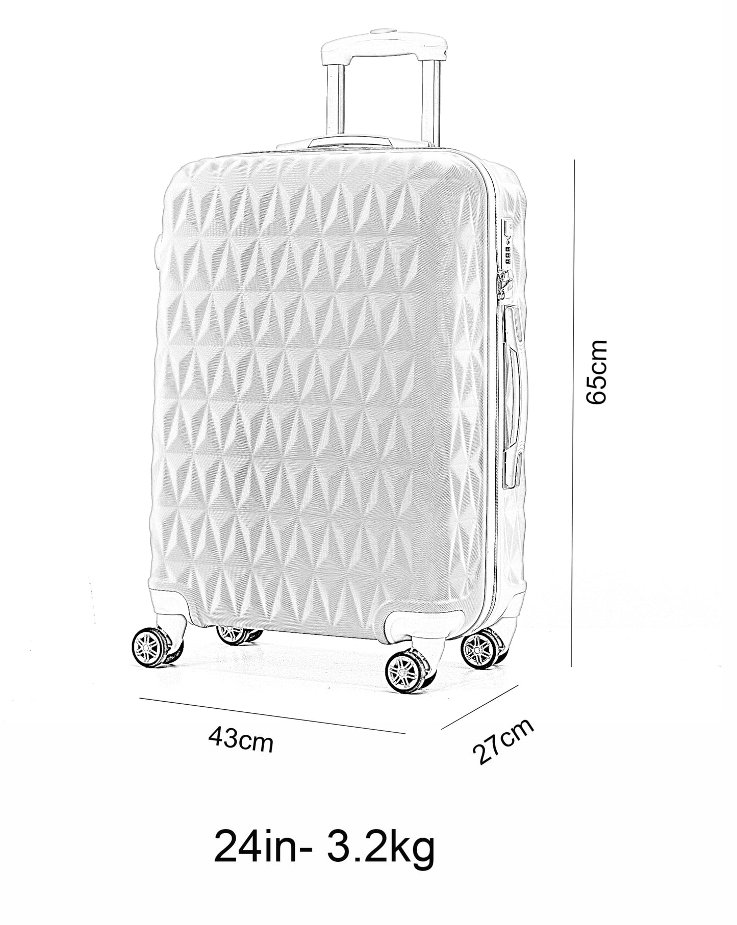 CMY Lightweight 4 Wheel ABS Hard Shell Travel Trolley Luggage Suitcase Set, Medium 24" Hold Check in Luggage (Dark Green)