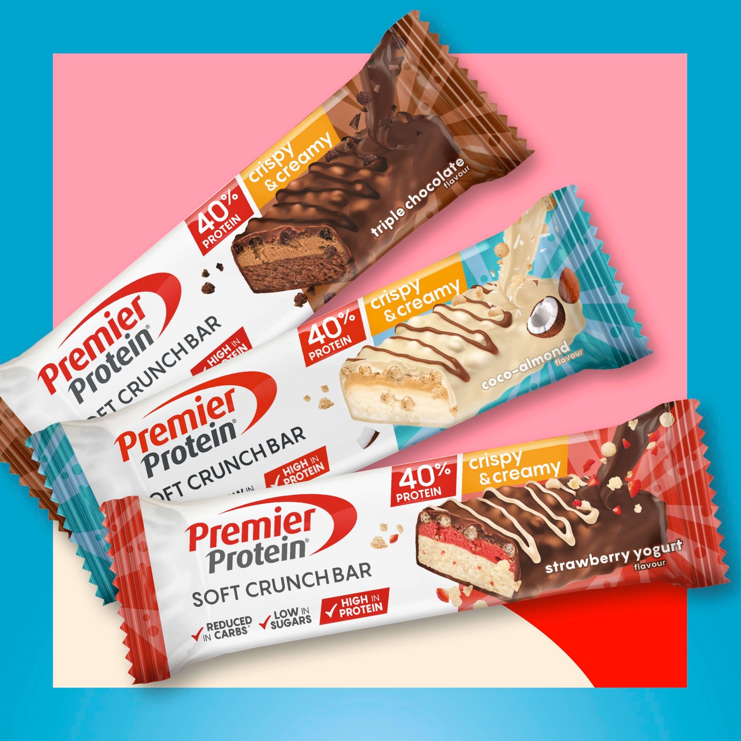 Premier Protein Soft Crunch Bar Strawberry Yogurt – 12×40 g | TRYTLION