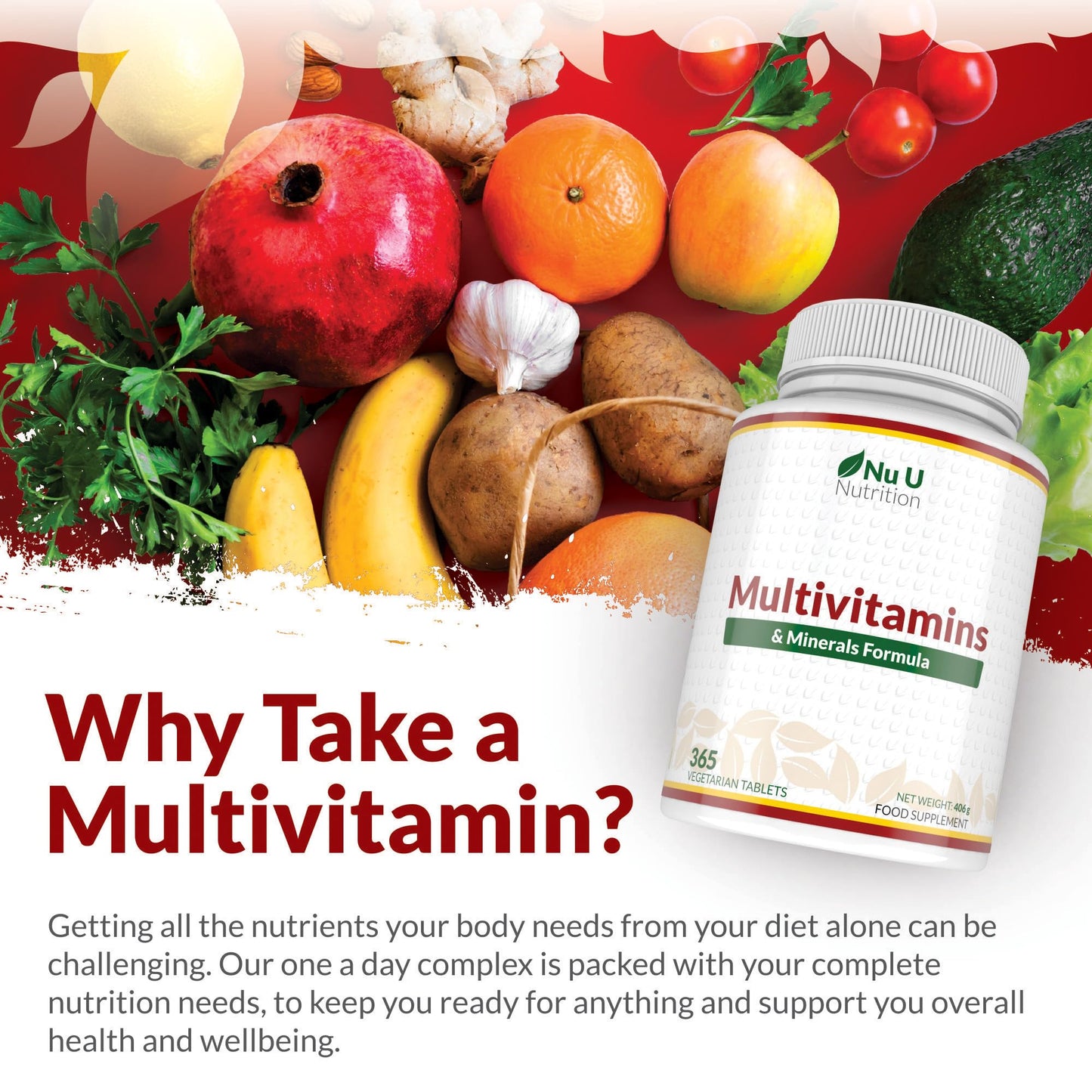 Nu U Nutrition A-Z Multivitamin 365 Tablets | TRYTLION