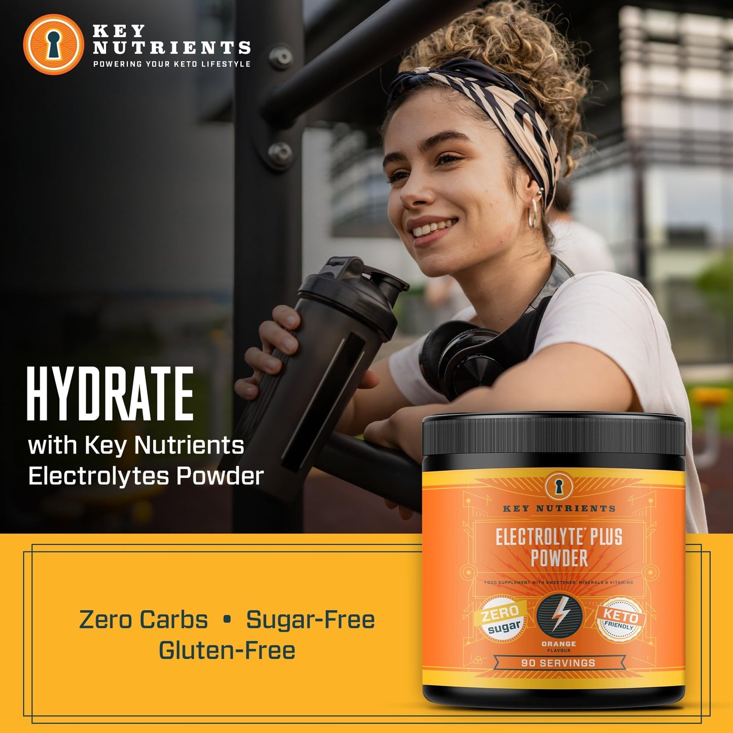 Key Nutrients Electrolytes Powder - Multivitamin & Minerals Electrolytes Powder - 90 Servings of Tangy Orange - Hydration Powder - Supercharged Rehydration Sachets with 16 Vitamins & Minerals