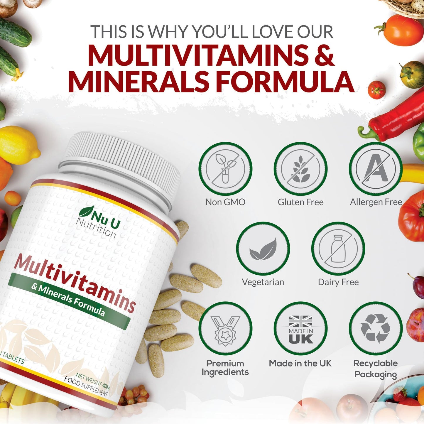 Nu U Nutrition A-Z Multivitamin 365 Tablets | TRYTLION
