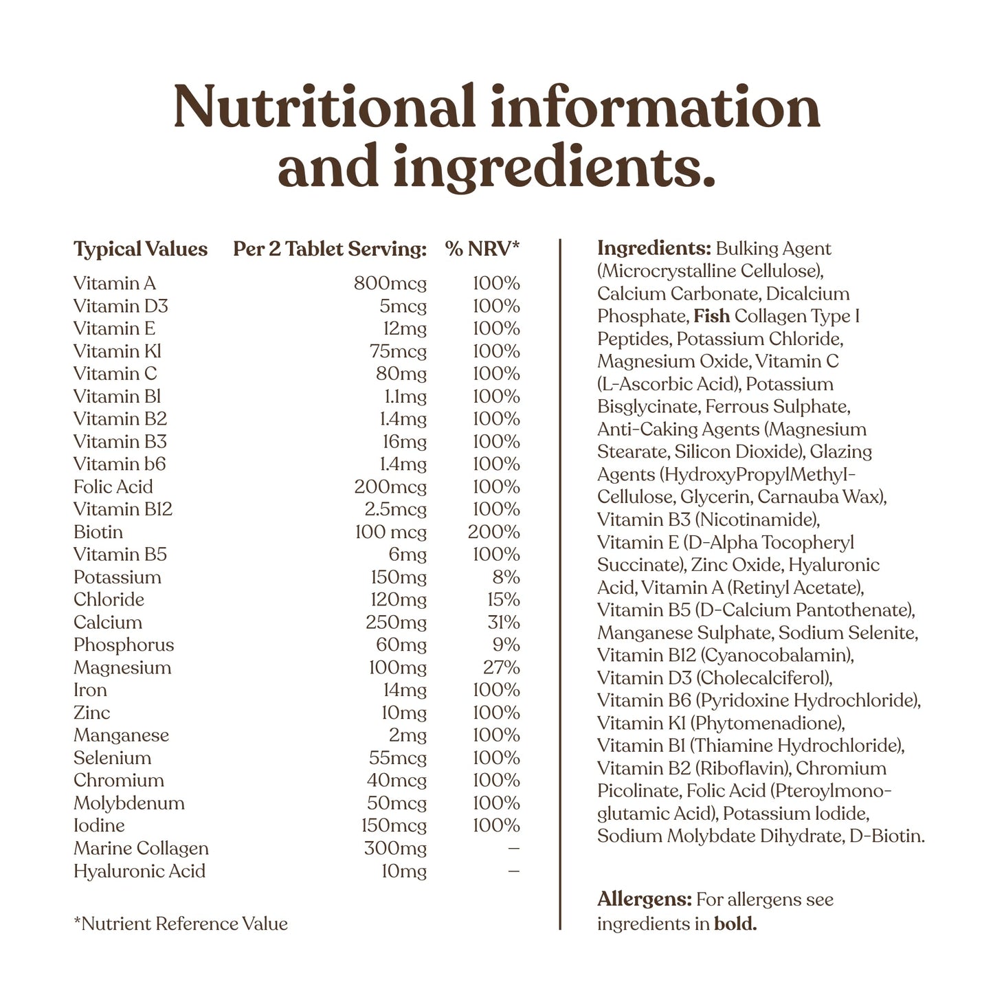 Women's Multivitamins & Minerals with Marine Collagen & Hyaluronic Acid | 27 Essential Vitamins, Minerals, & Botanicals | Gluten-Free & No Synthetic Fillers or Binders | 60 Tablets | Free Soul