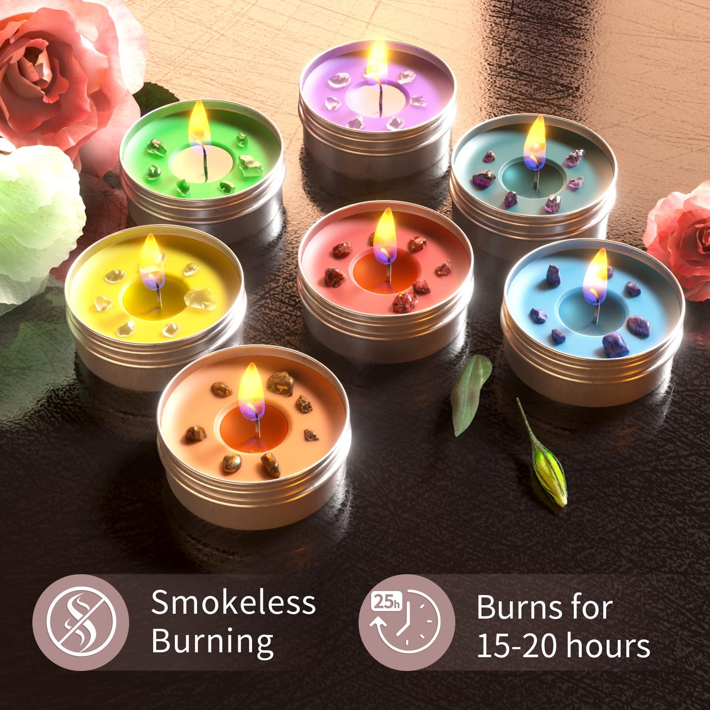 Inspireyes Crystal Scented Candles Gift Set for Women, Meditation 7 Chakra Candles Set, Spiritual Healing Candles for Yoga, Cleansing, Manifesting, Relaxation