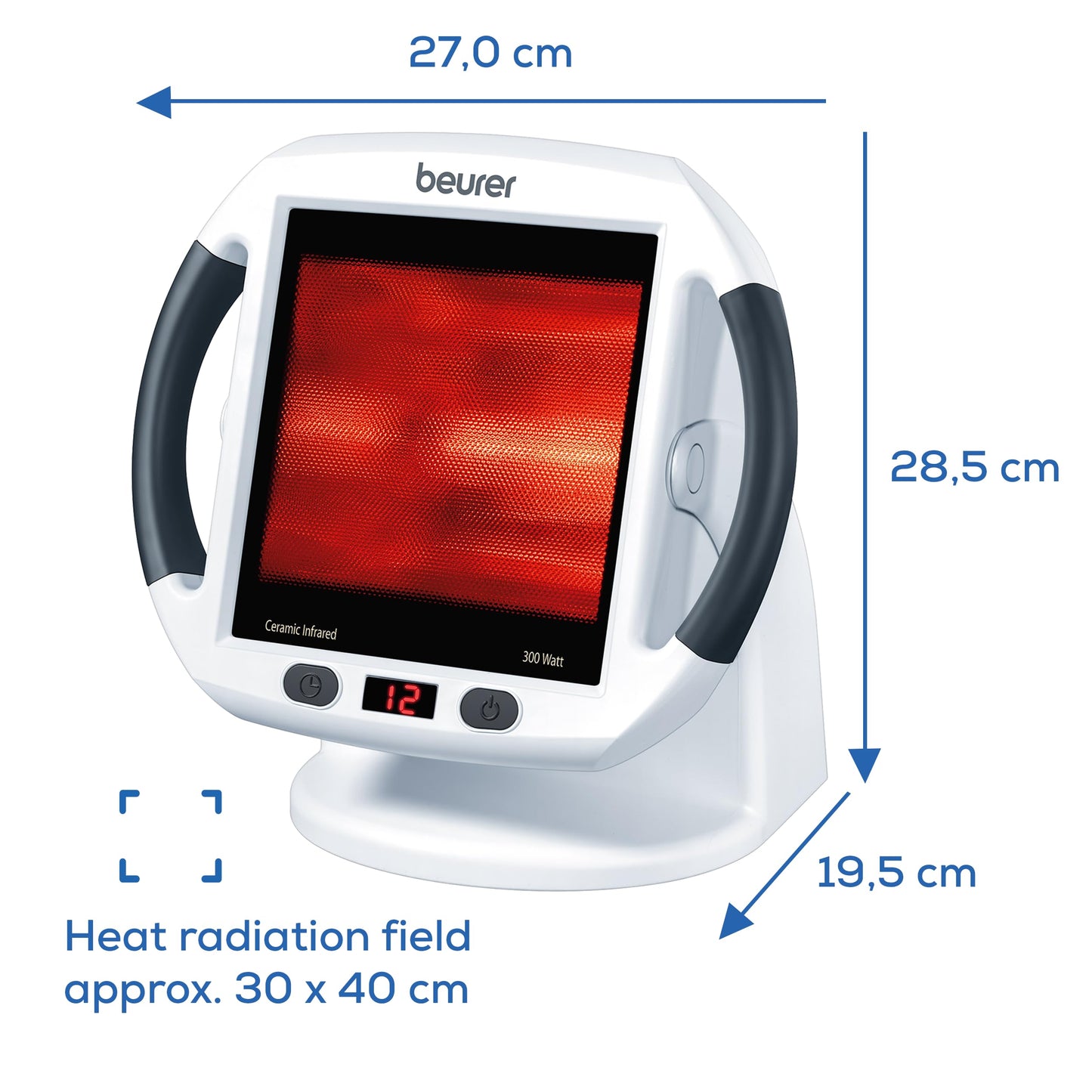 Beurer IL50 Infrared Heat Lamp, Soothing Heat For Colds And Muscle Tension, Infrared Light Therapy with 300 watts, Improves Blood Circulation, 100% UV Blocker, Medical Device