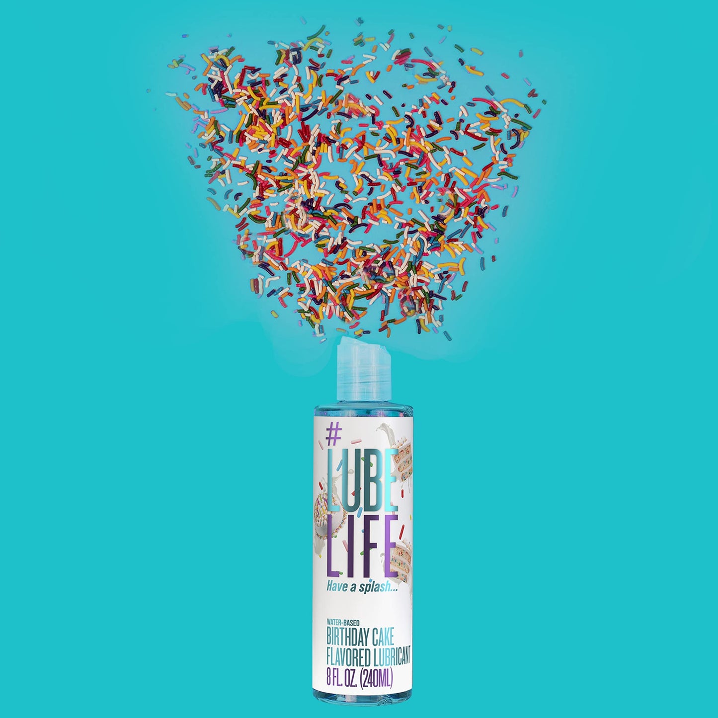 Lube Life Water-Based Birthday Cake Flavored Lubricant, Personal Lube for Men, Women and Couples, Made Without Added Sugar, 240 ml