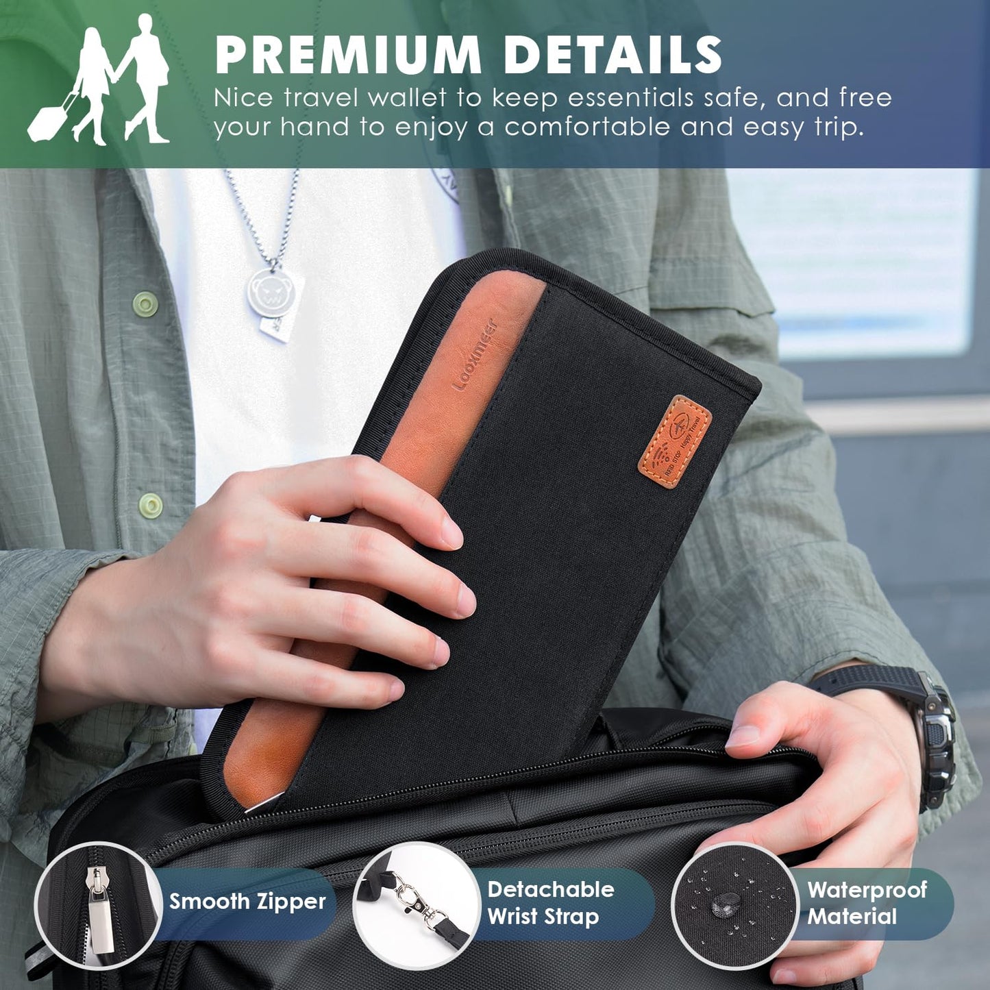 Looxmeer Travel Wallet, Family Passport Holder, RFID Blocking Travel Accessories Organizer for Tickets, Cards, Cash, Holiday Essentials Case Cover for Man & Woman
