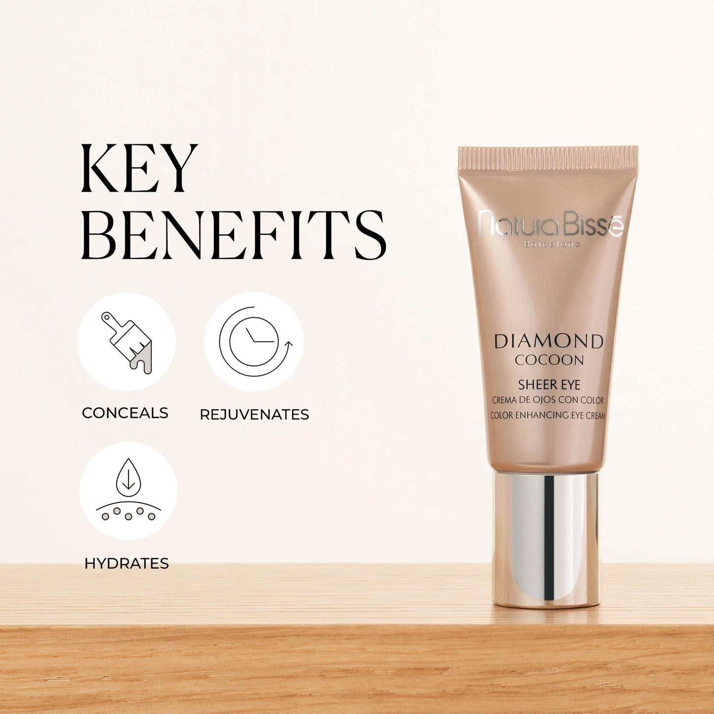 Natura Bissé Diamond Cocoon Sheer Eye, Anti-Aging Tinted Eye Cream, Rejuvenates, Hydrates & Conceals, 0.3 Oz