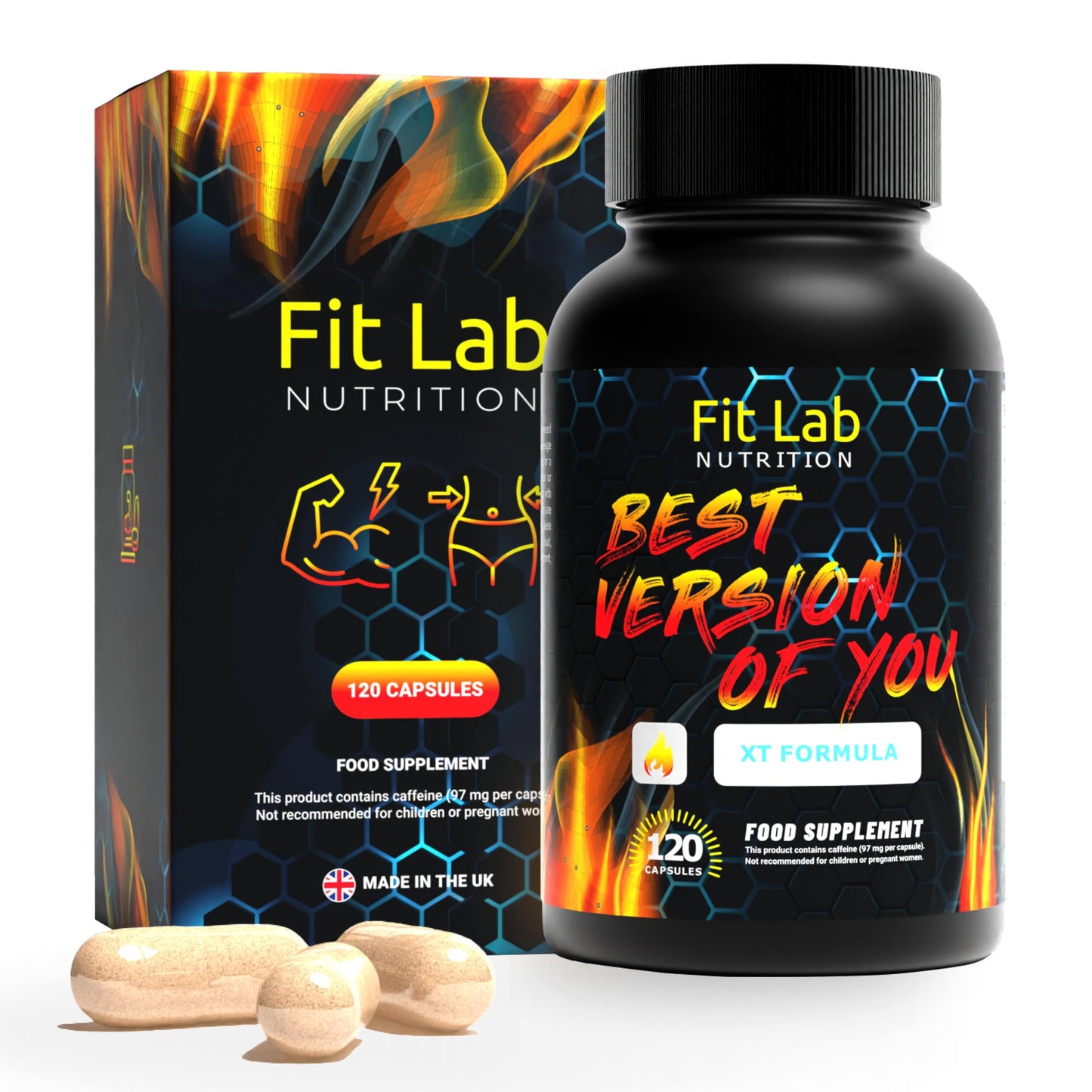 Fit Lab - Best Version of You, Food Supplement - Gym Essentials -120 Capsules - Vegan, Halal and Vegetarian Supplements for Women and Men - 60 Days Supply