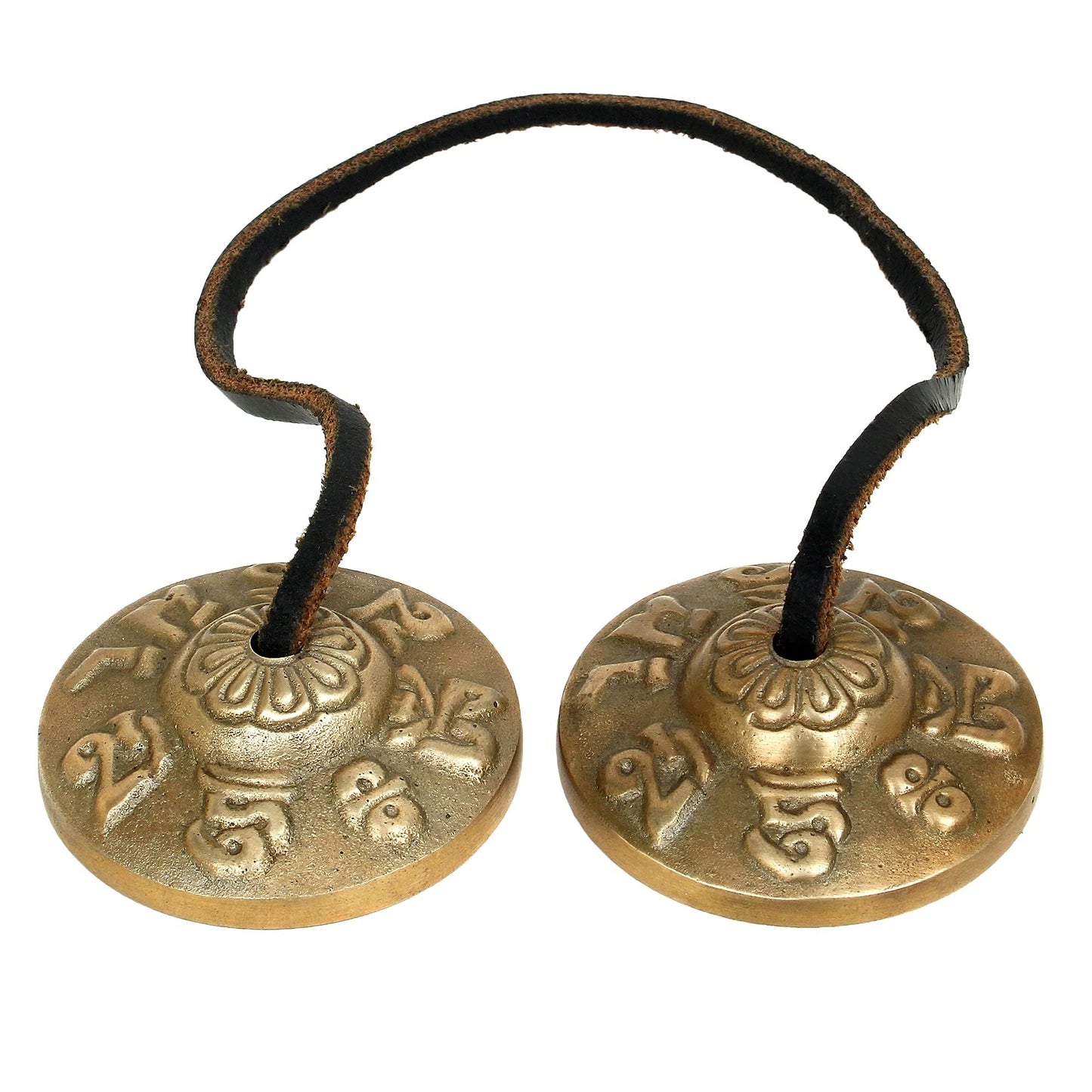 Ajuny Tibetan Tingsha Cymbals Bells Buddhist Meditation Yoga Bell Small OM Mane Padme Hum Symbols Embossed Manjira Great Gifts