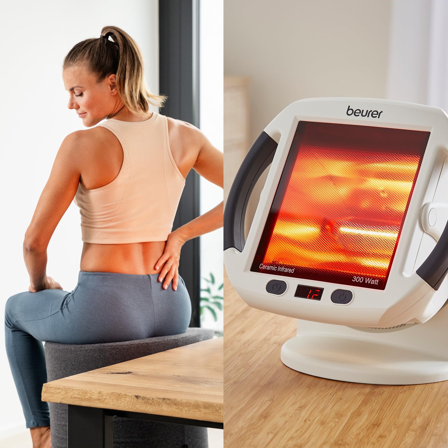 Beurer IL50 Infrared Heat Lamp, Soothing Heat For Colds And Muscle Tension, Infrared Light Therapy with 300 watts, Improves Blood Circulation, 100% UV Blocker, Medical Device