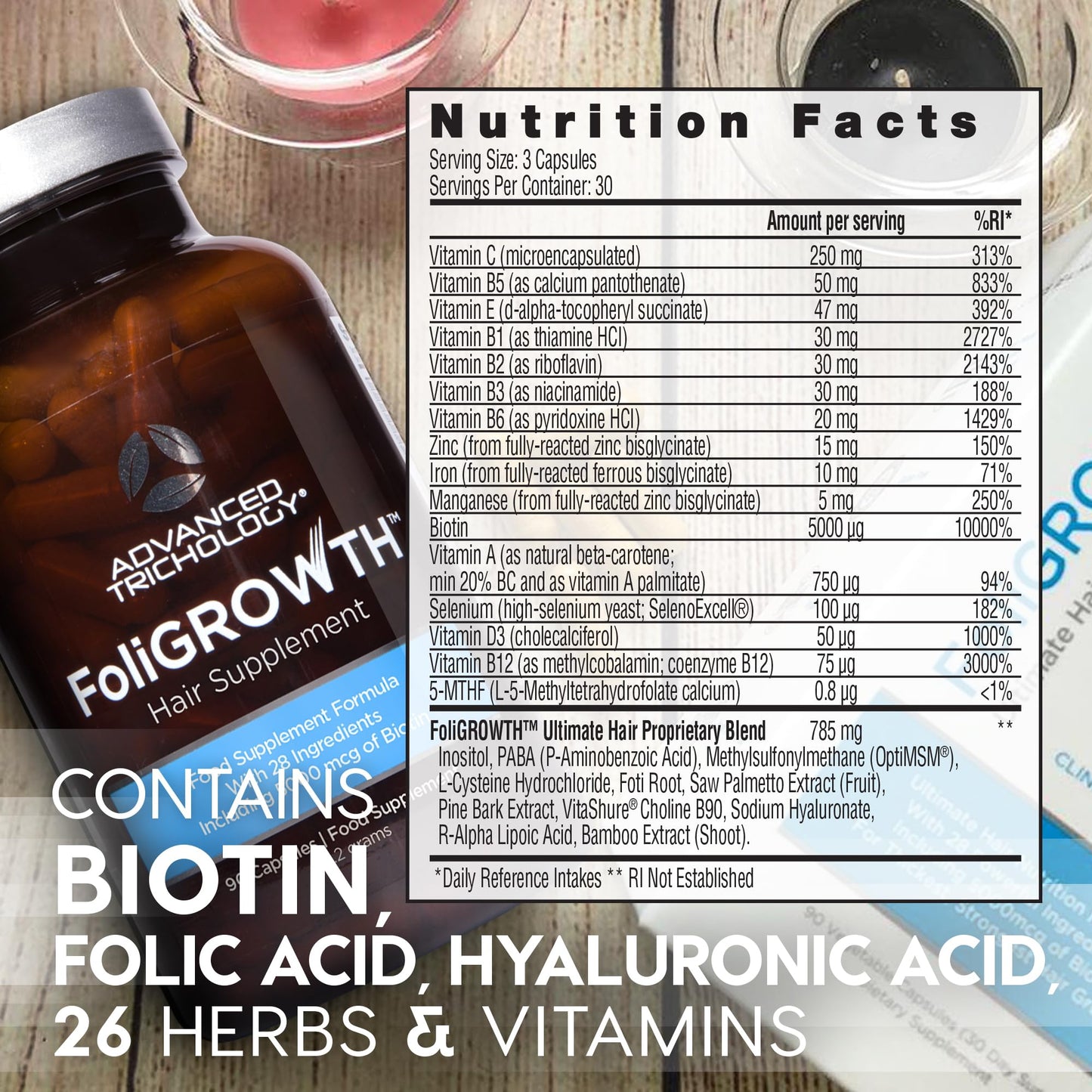 Advanced Trichology FoliGROWTH Hair Supplement – Designed to Provide Essential Vitamins and Minerals for Hair and Scalp Health