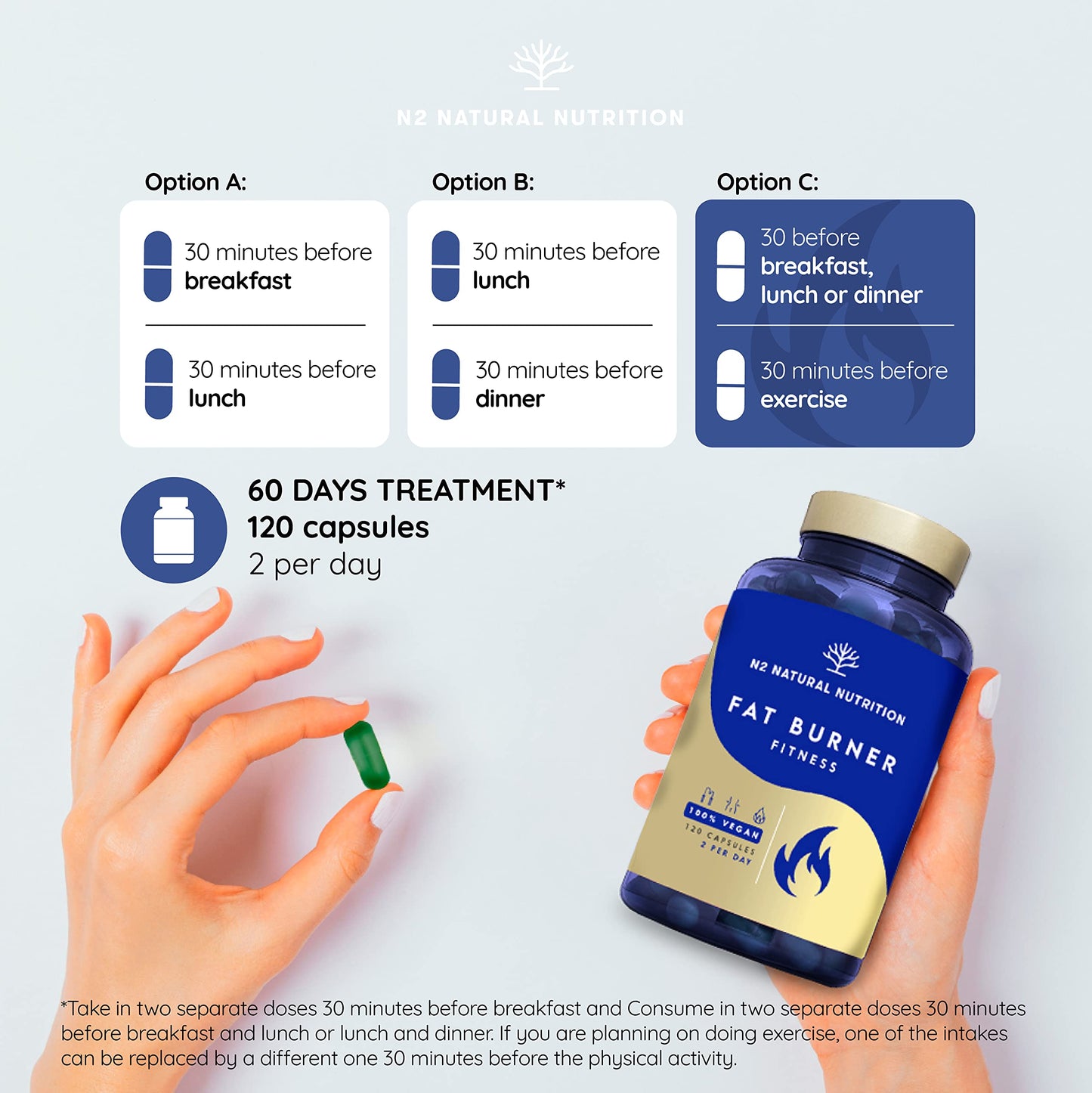 Best Fat Burner for Women and Men Weight Loss. Extreme Natural Thermogenic Slimming Pills. Energy Booster Pure 100% Natural Ingredients. 120 Vegetable Capsules.UK VEGAN Certified. N2 Natural Nutrition
