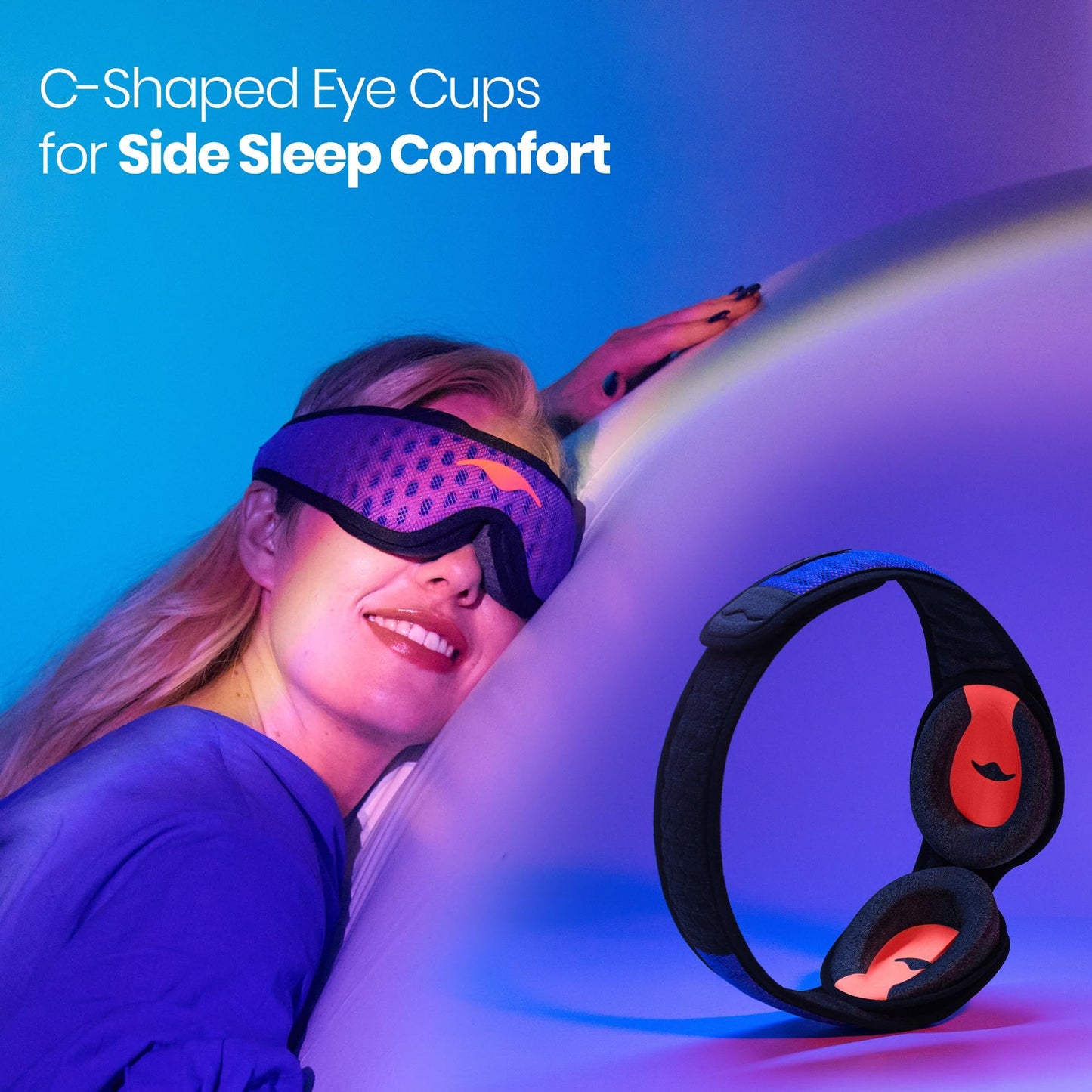 Manta Pro Sleep Mask - 100% Light Blocking Sleep Mask for Side Sleepers, Breathable and Comfortable for Sleep/Travel/Nap/Shift Work