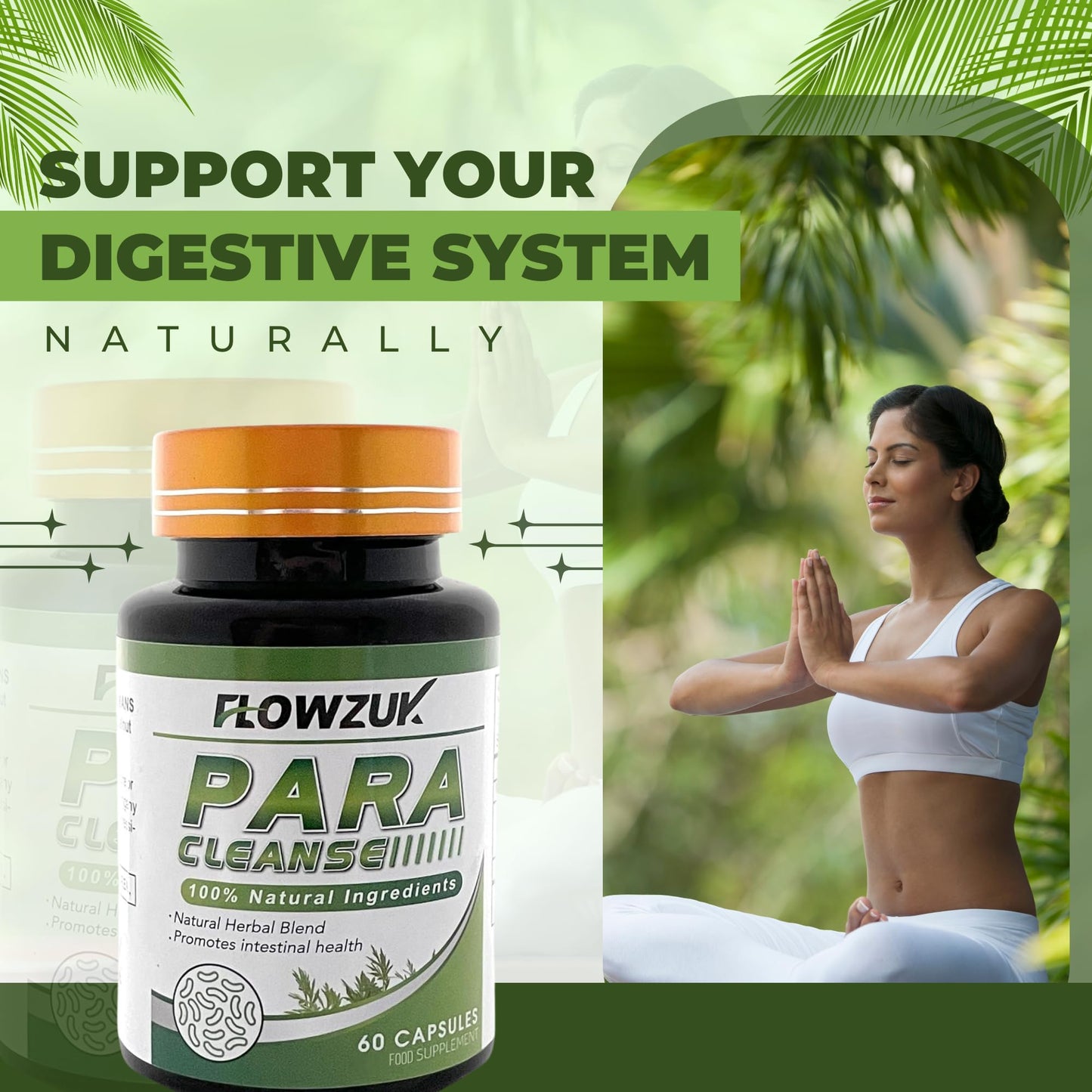 Organic Wormwood Clove and Black Walnut Gut Support Colon Detox for Humans Health Intestinal Strong Natural Cleanse by Flowzuk Capsules