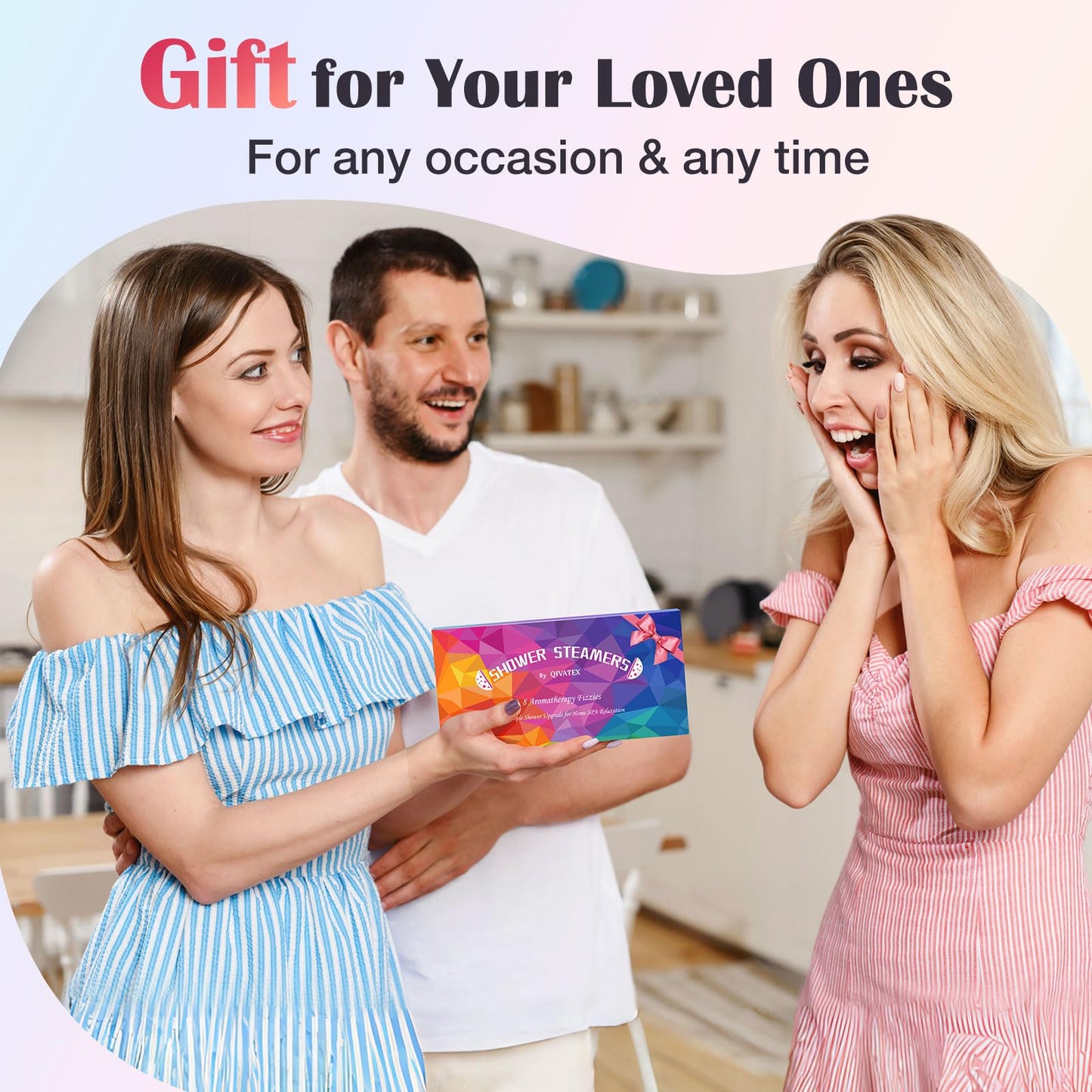 Qivatex Gifts for Women: Shower Steamers Aromatherapy, Birthday Gifts for Women, Mum, Nanny, Girls, Teen SPA Stress Relief Bath Bombs Set Personalised Gift (8 Scents)