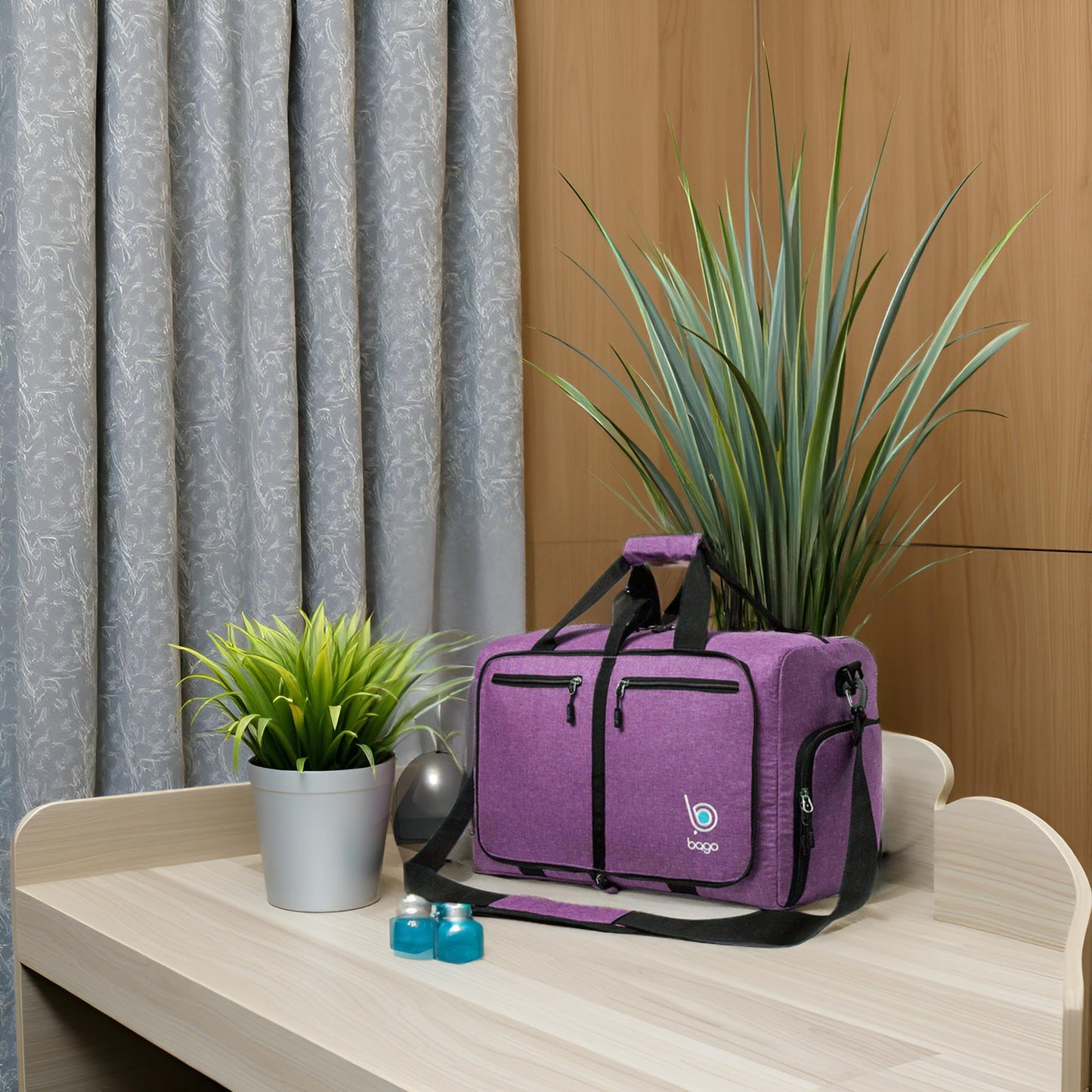 bago Holdall Bags for Men & Women - 40L Spacious Holdall Bag with Shoe Compartment - Save Time & Travel The World in Style & Convenience - Durable, Lightweight & Foldable Duffle Bag (SnowDepPurple)