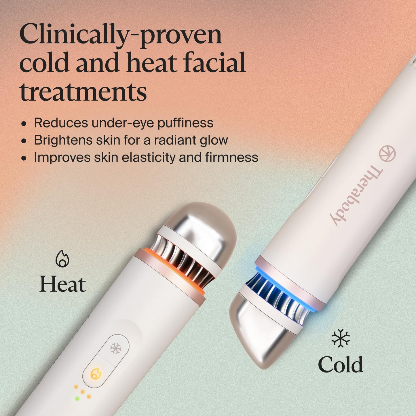 TheraFace Depuffing Wand – Cold and Heat Skincare Treatment to depuff and Glow (White)
