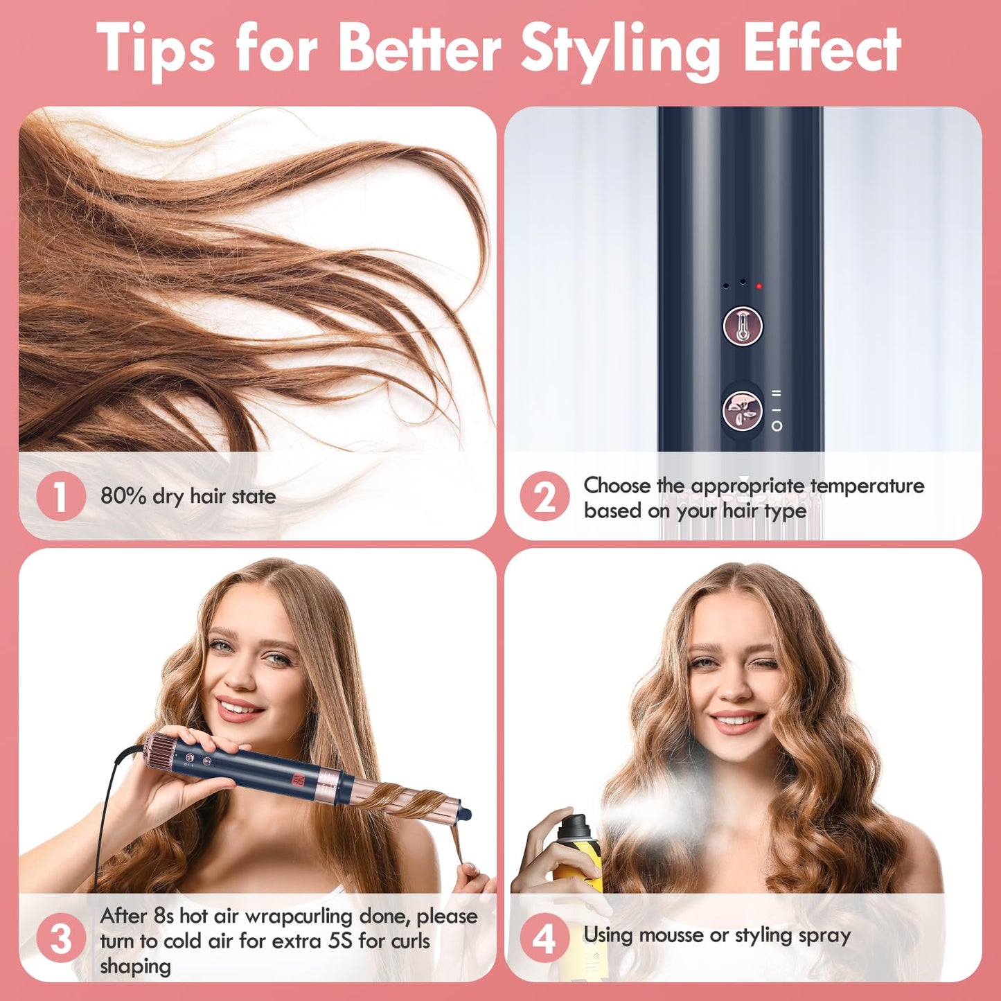 Flexstyle Hair Styler, NDLT 110,000 RPM High Concentration of Negative Ions Hair Dryer, Blow Dryer Brush, Straightening Brush, Curling lron 5 in 1 for Fast Drying Curling Straightening & Smoothing
