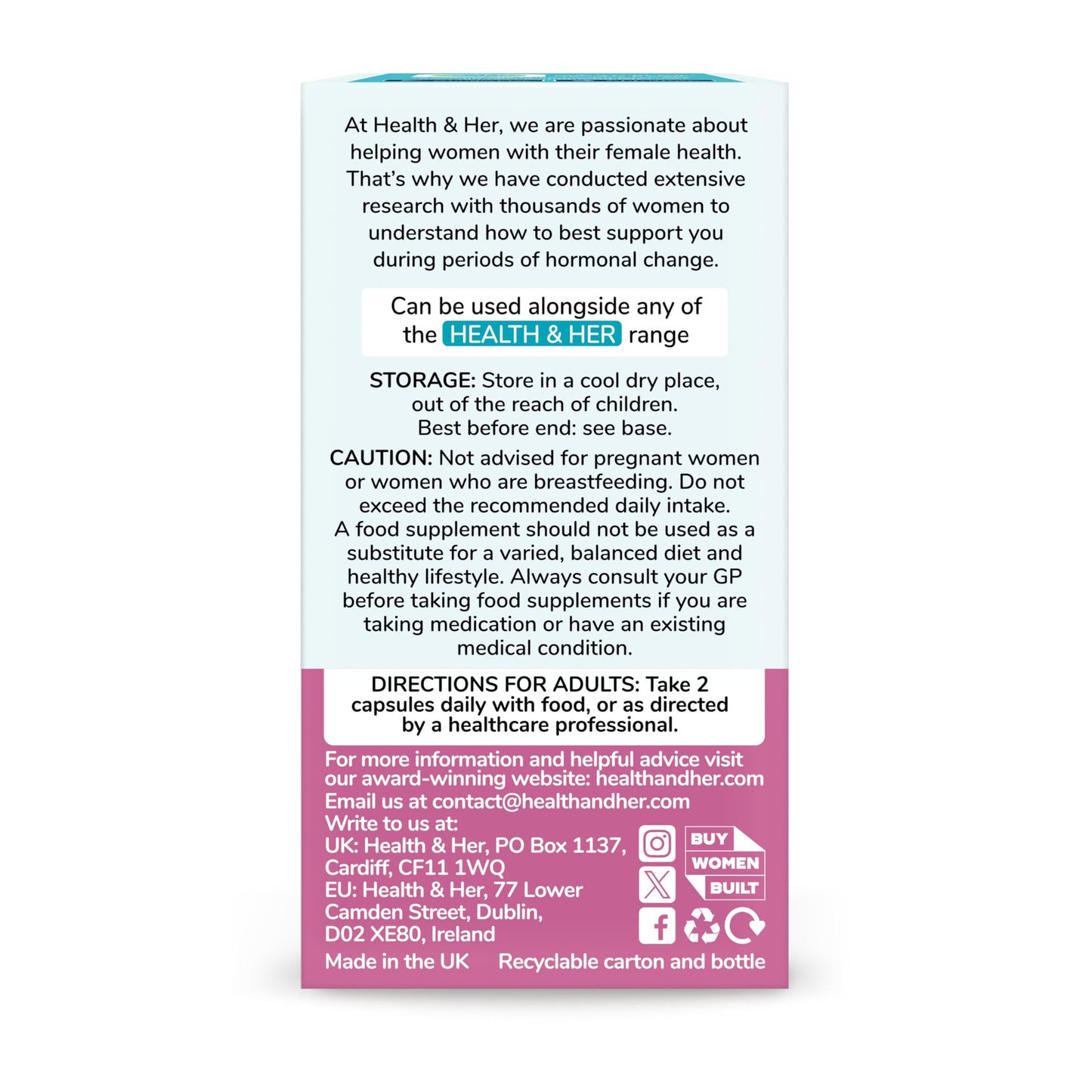 Health & Her Intimacy+ Multi-Nutrient Support for Women - Women's Desire Supplement with Maca Root, Tribulus Terrestris and Sea Buckthorn - 2 Month Supply - 120 Vegan Tablets