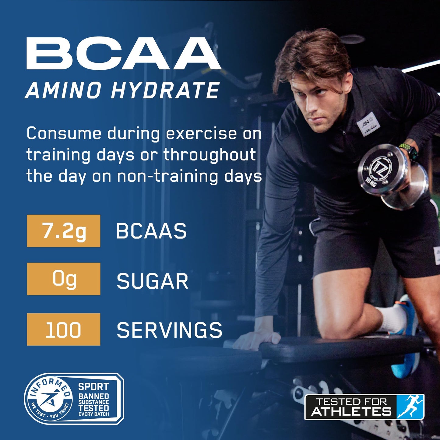 Applied Nutrition BCAA Powder - Branched Chain Amino Acids BCAAs Supplement, Amino Hydrate Intra Workout & Recovery Energy Drink (1.4kg - 100 Servings) (ICY Blue Raz)