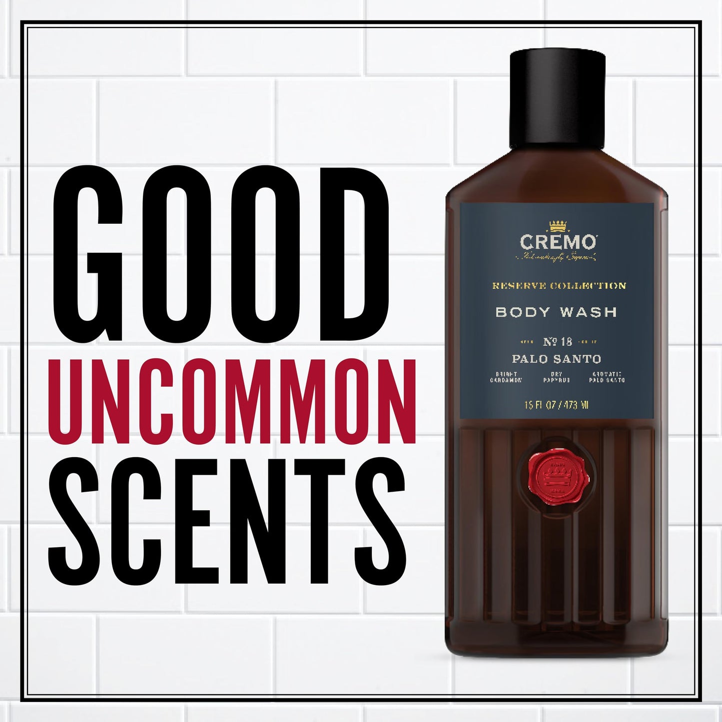 Cremo Reserve Collection Body Wash, Men's Shower Gel for Body Skin Care, Palo Alto Luxury Fragrance, 473 ml