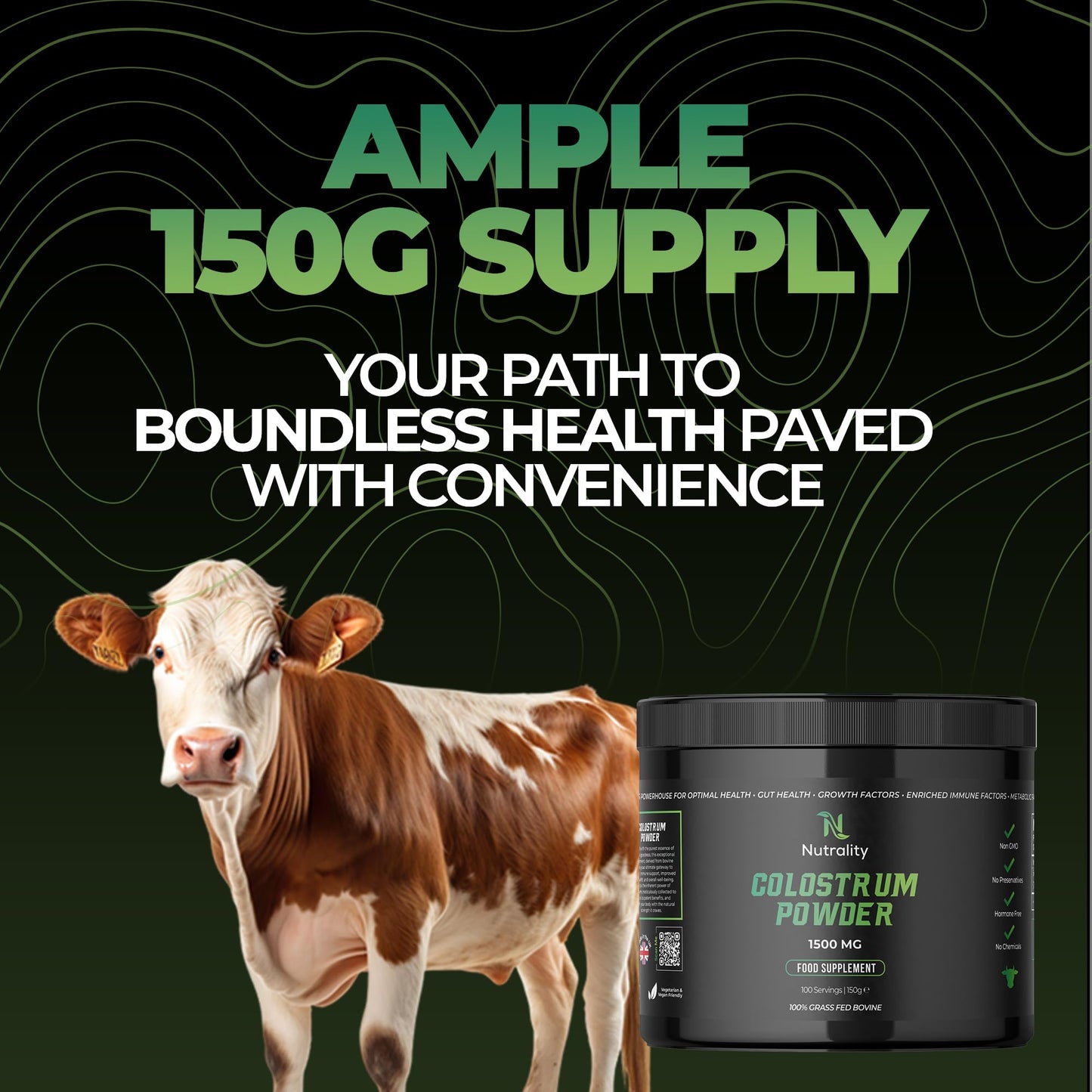 Nutrality 100% Bovine Colostrum Powder 1500mg | for Gut Health & Immune Support | Colostrum Supplement for Men & Women | Gut Health Supplements for Energy, Gut Repair & Human Parasite Detox